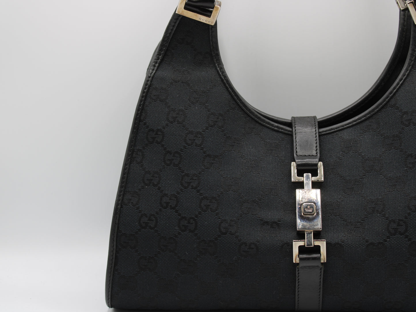 Gucci Jackie GG Canvas Leather Shoulder Bag Vintage