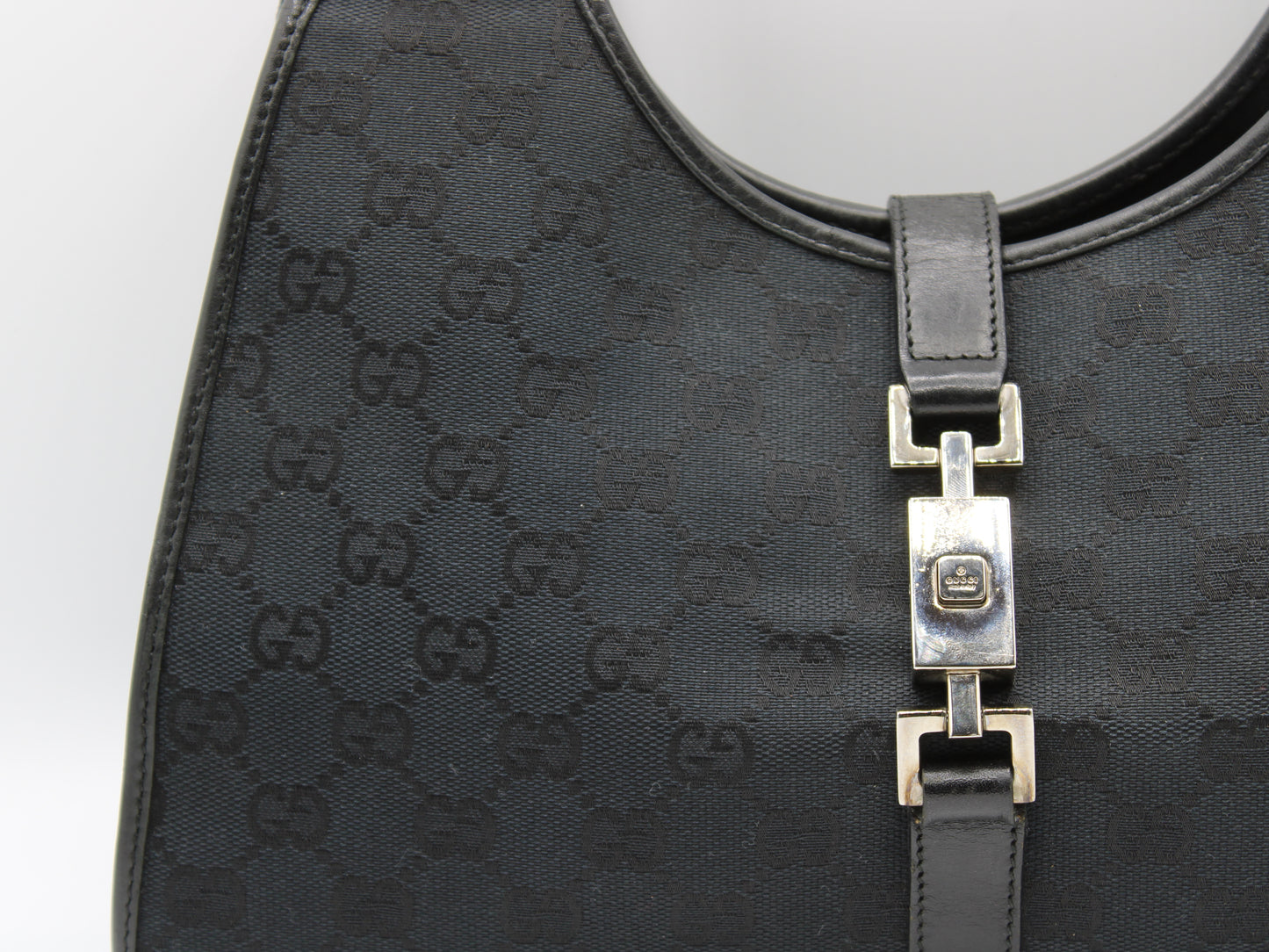 Gucci Jackie GG Canvas Leather Shoulder Bag Vintage