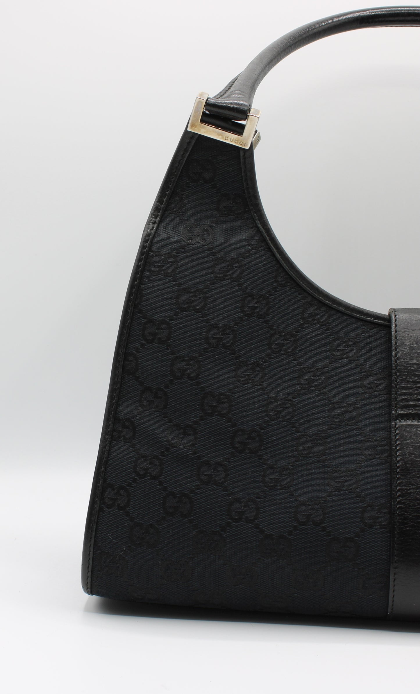 Gucci Jackie GG Canvas Leather Shoulder Bag Vintage