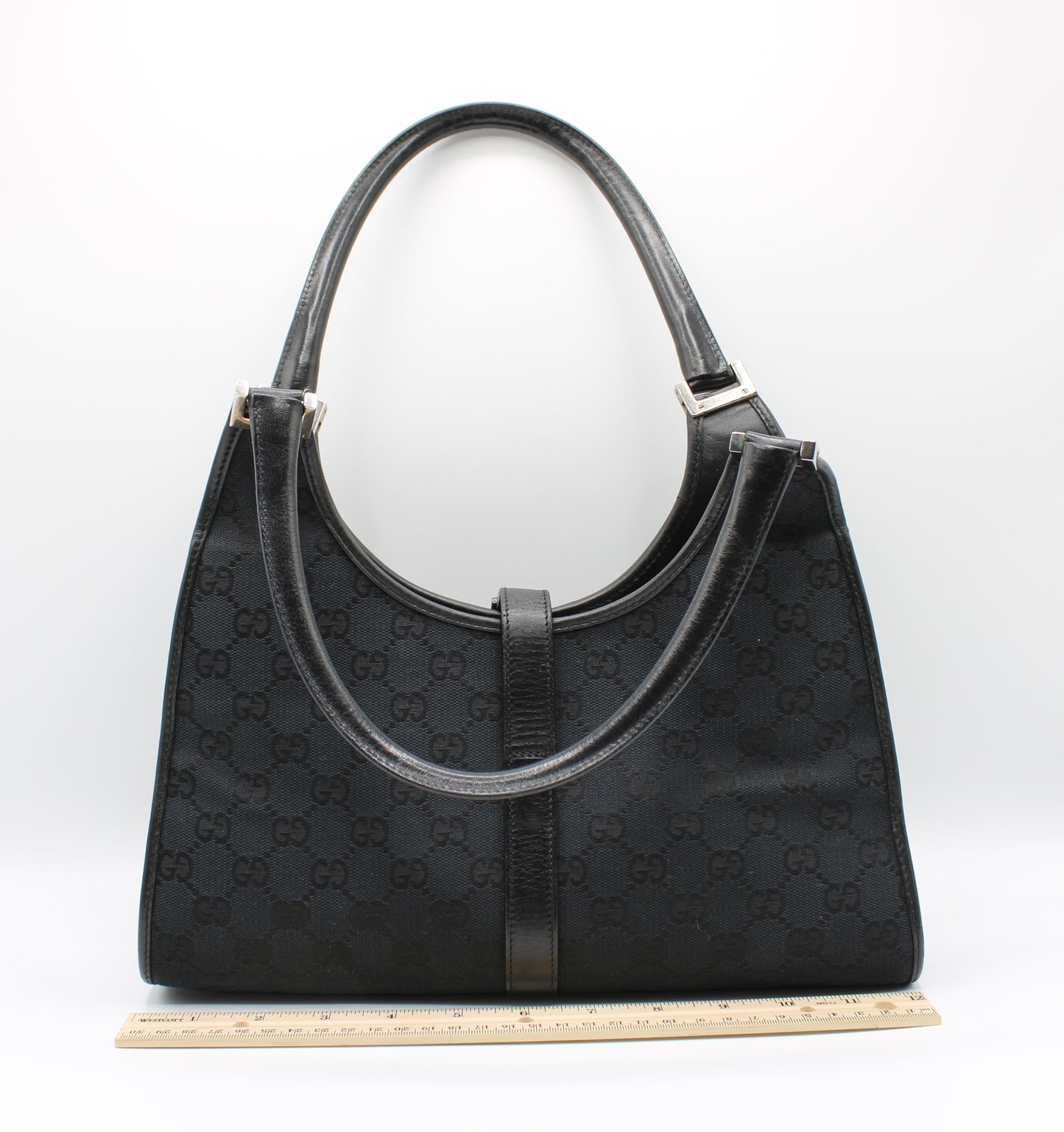 Gucci Jackie GG Canvas Leather Shoulder Bag Vintage