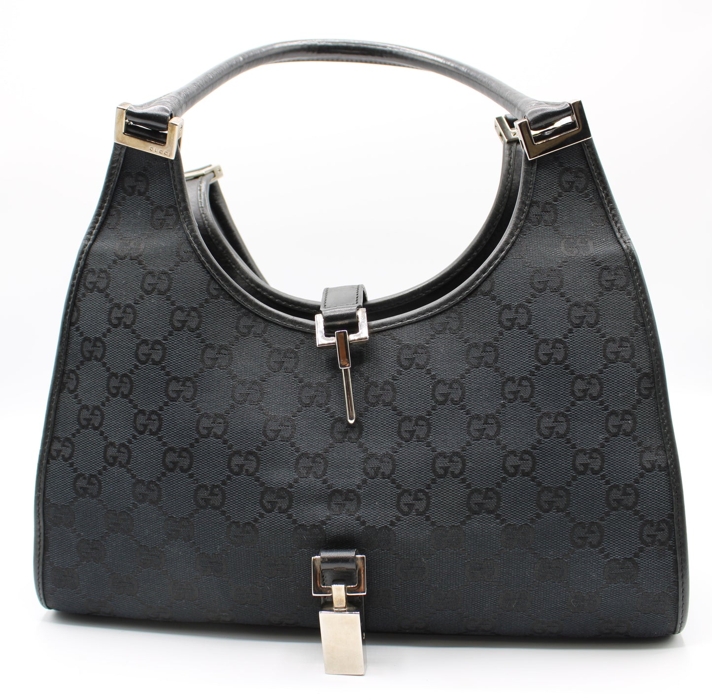 Gucci Jackie GG Canvas Leather Shoulder Bag Vintage