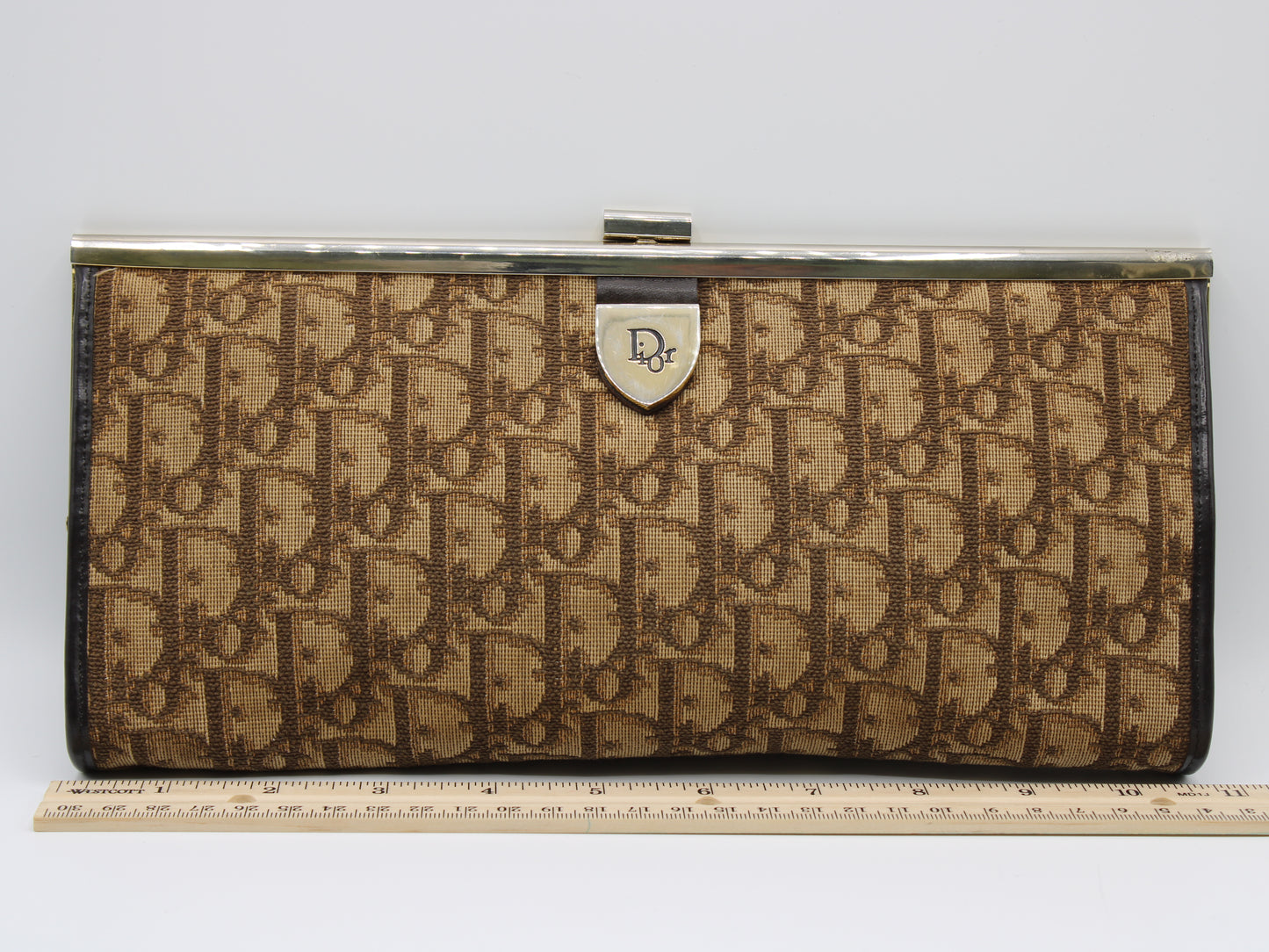 Christian Dior Cutch Brown Diorissimo Pattern Canvas Vintage