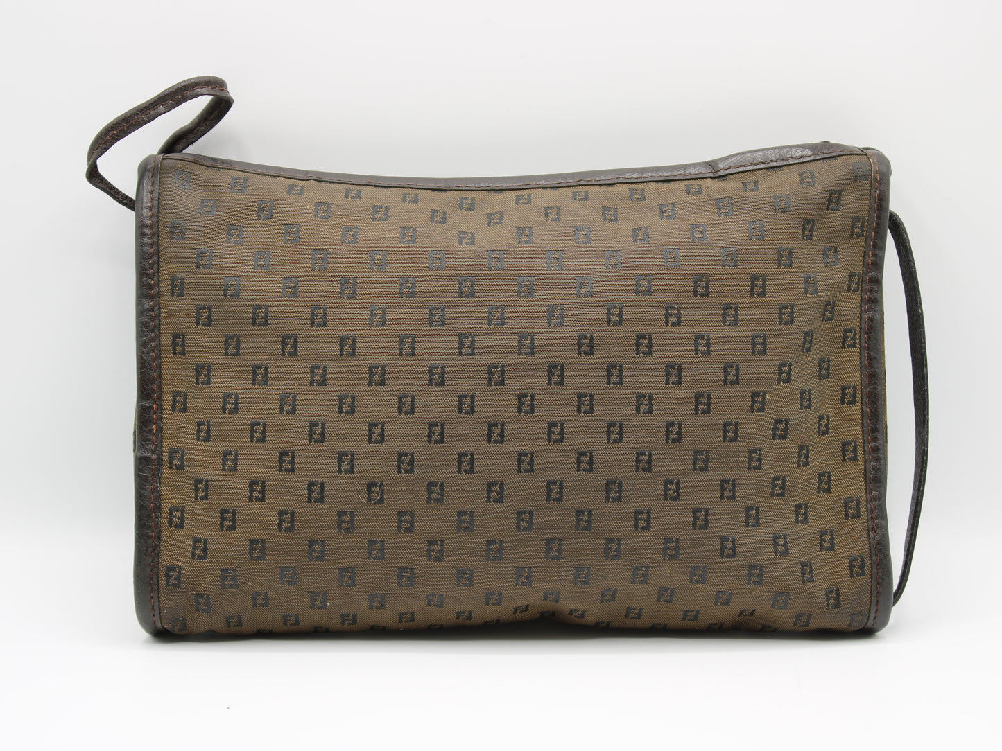 Fendi Brown Canvas Leather FF Zucchino Jacquard Crossbody Bag Vintage
