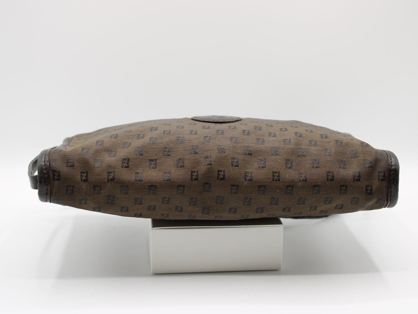 Fendi Brown Canvas Leather FF Zucchino Jacquard Crossbody Bag Vintage