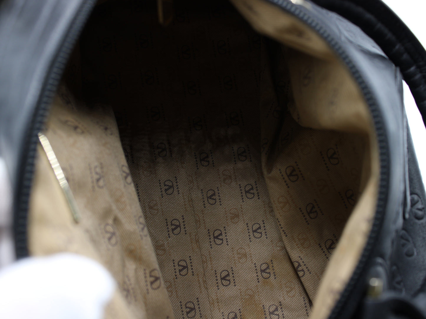 Valentino Garavani Black Embossed Leather Boston Bag Vintage