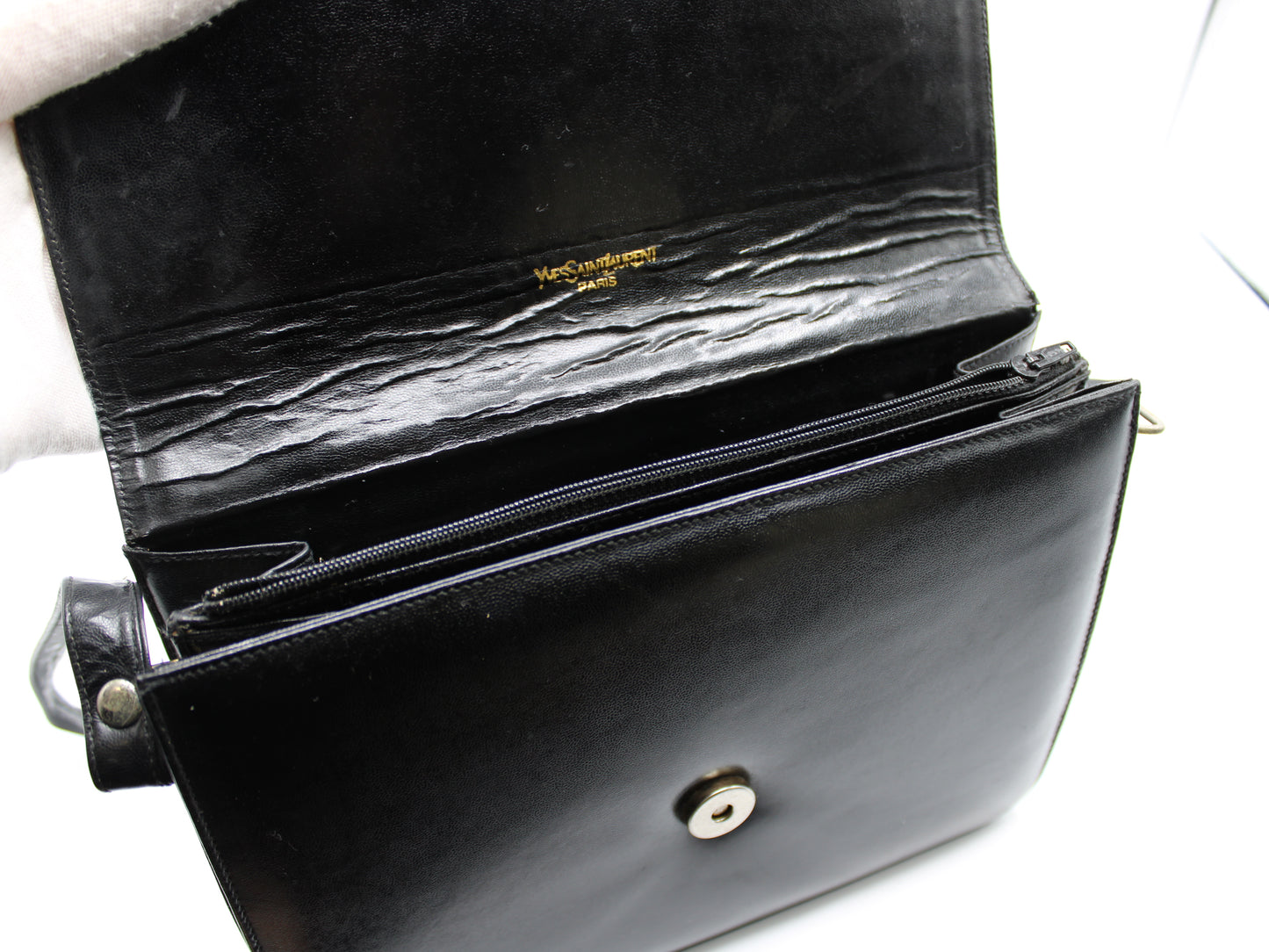 Yves Saint Laurent Medium Le 61 Satchel Black Leather Bag Vintage