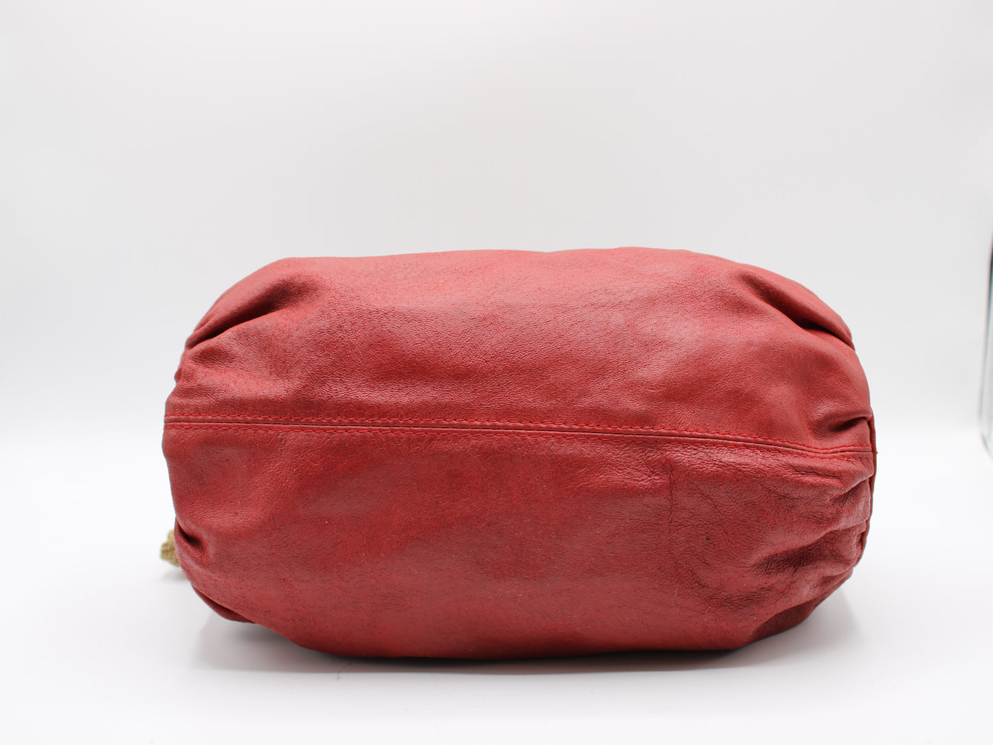 Fendi FF Logo Red Leather Crossbody Straw Strap Bag Vintage
