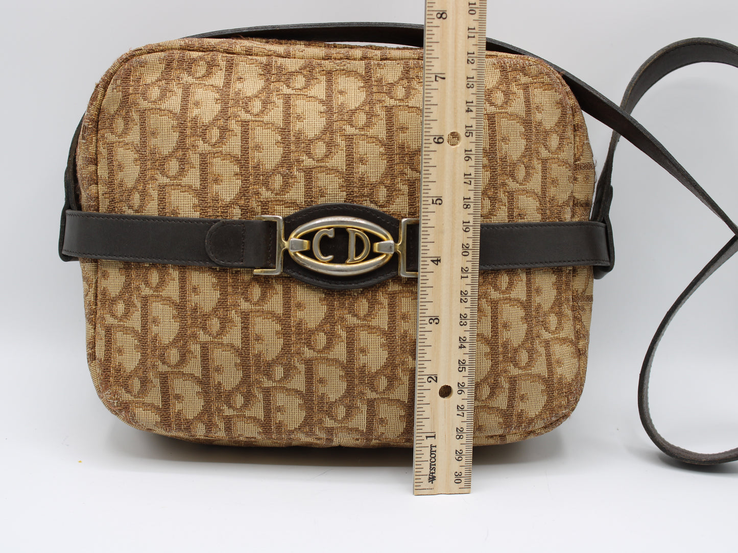Christian Dior Brown Canvas Trotter Crossbody Bag Vintage