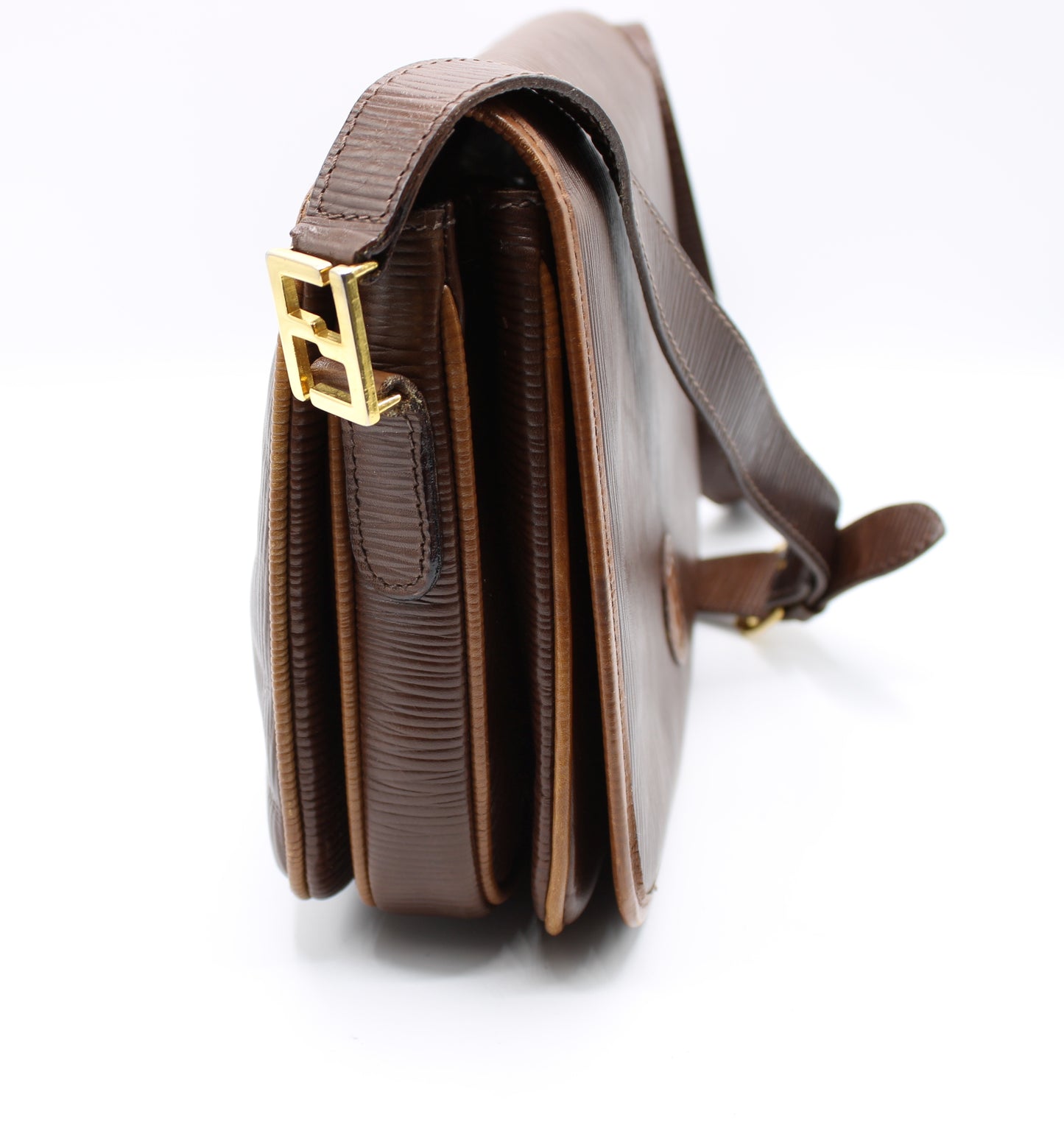 FENDI Double F Leather Crossbody Bag Vintage