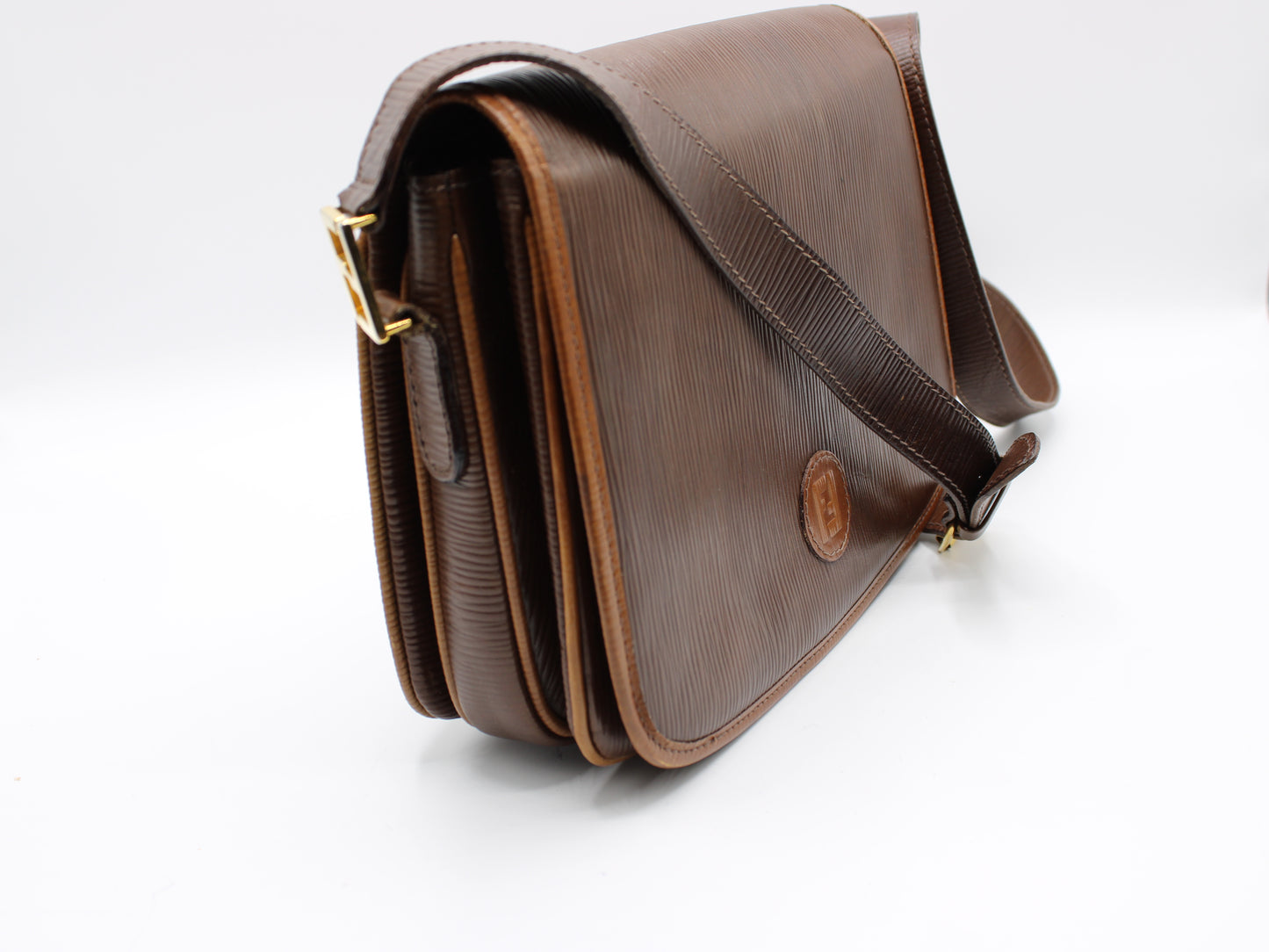 FENDI Double F Leather Crossbody Bag Vintage