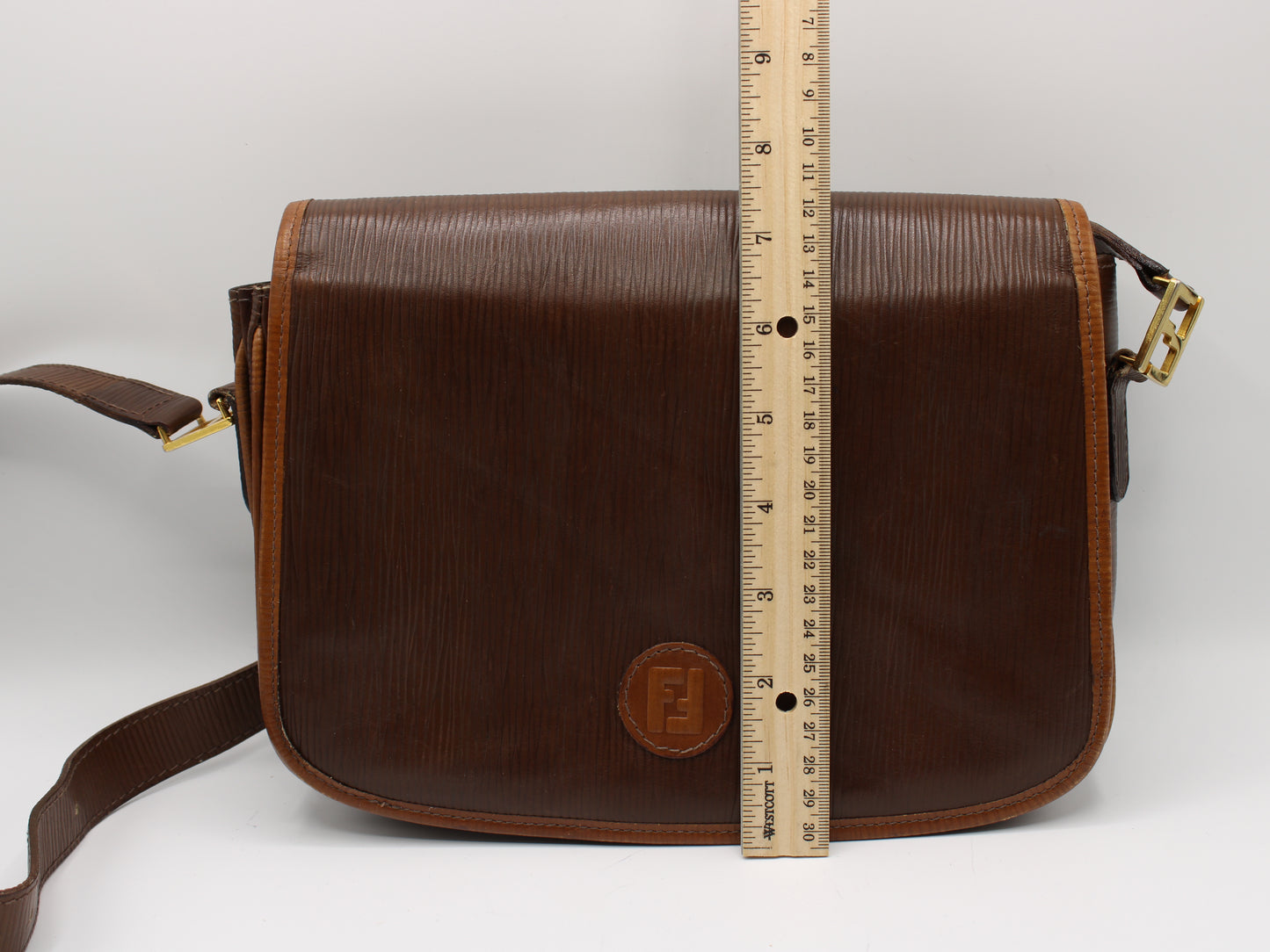 FENDI Double F Leather Crossbody Bag Vintage