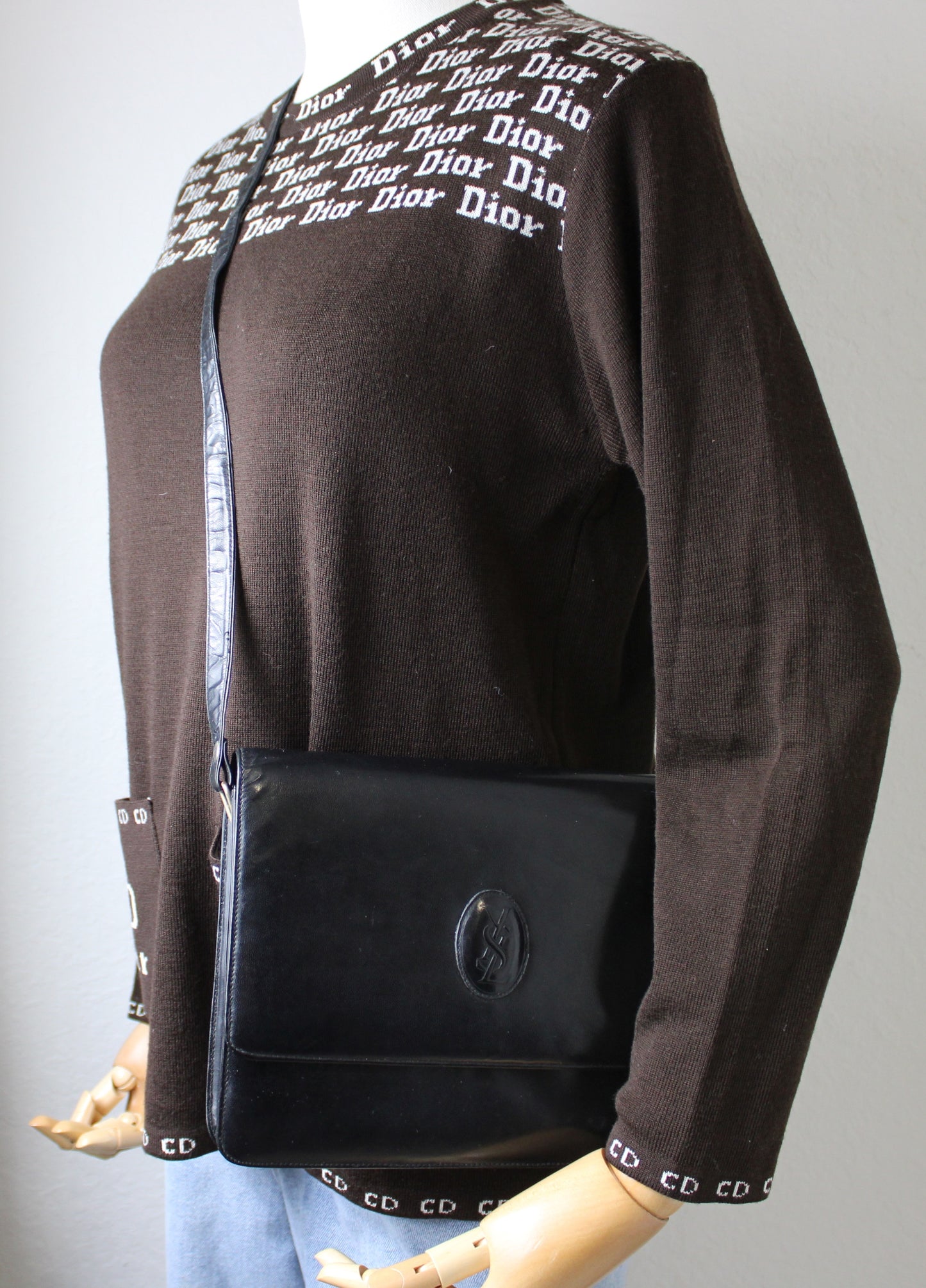 Yves Saint Laurent Medium Le 61 Satchel Black Leather Bag Vintage