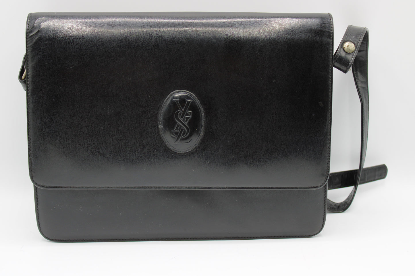 Yves Saint Laurent Medium Le 61 Satchel Black Leather Bag Vintage