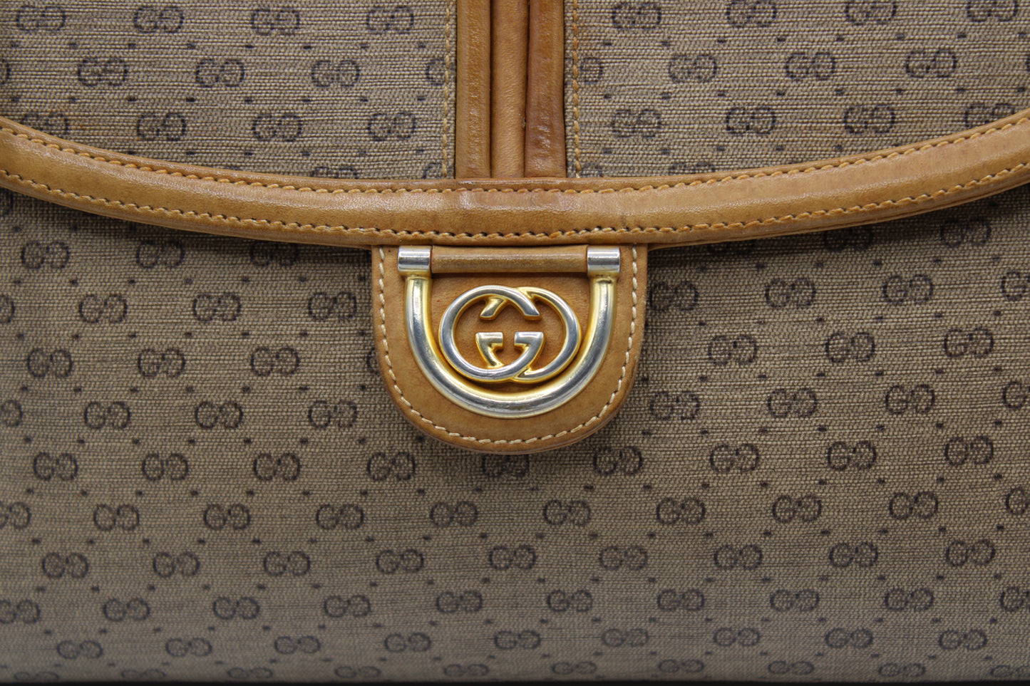 Gucci GG Marmont Flap Brown Canvas Crossbody Bag Vintage