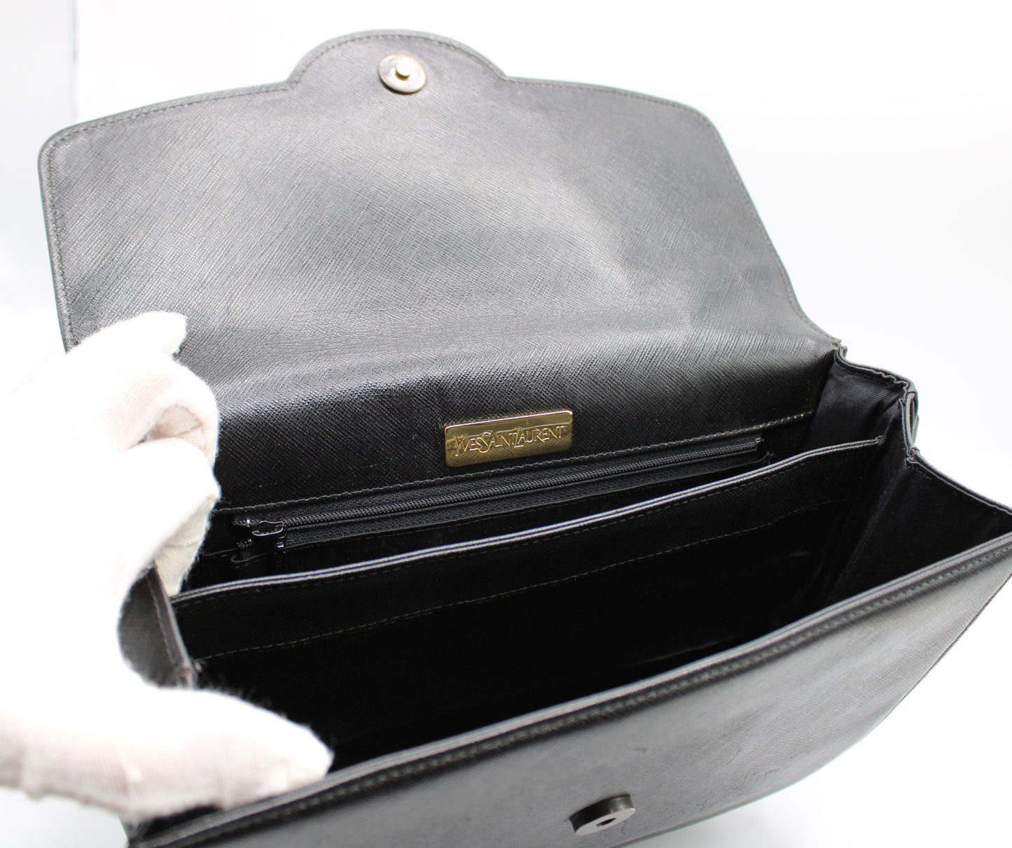 Yves Saint Laurent Black Leather Shoulder Bag Vintage