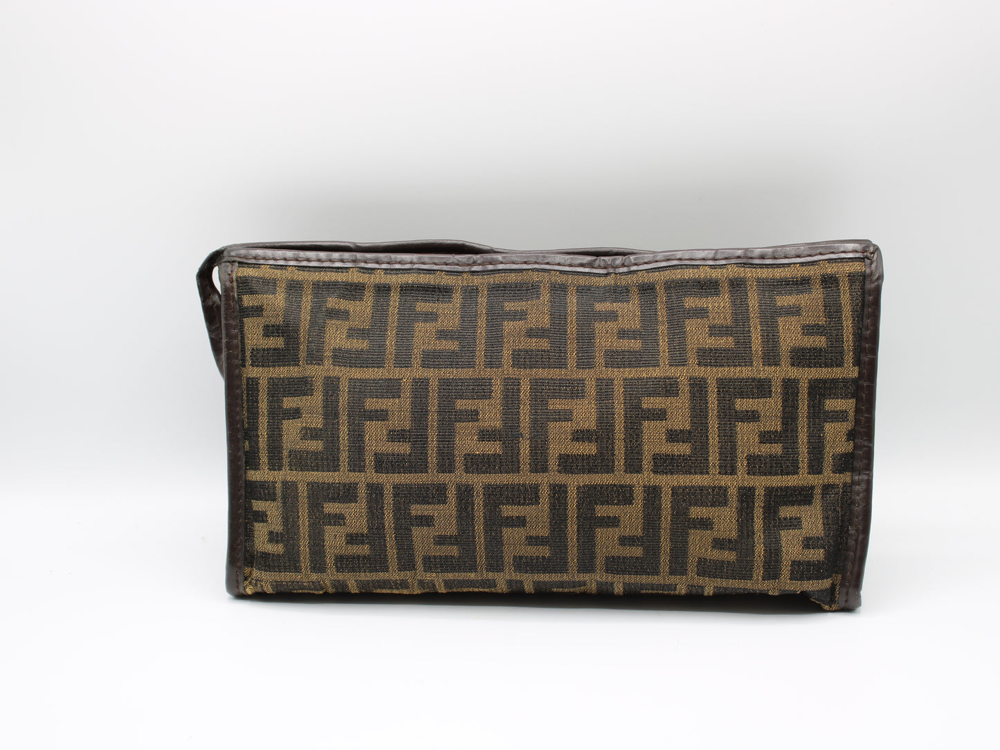 Fendi Zucca Brown FF Canvas with Leather Clutch Bag Vintage