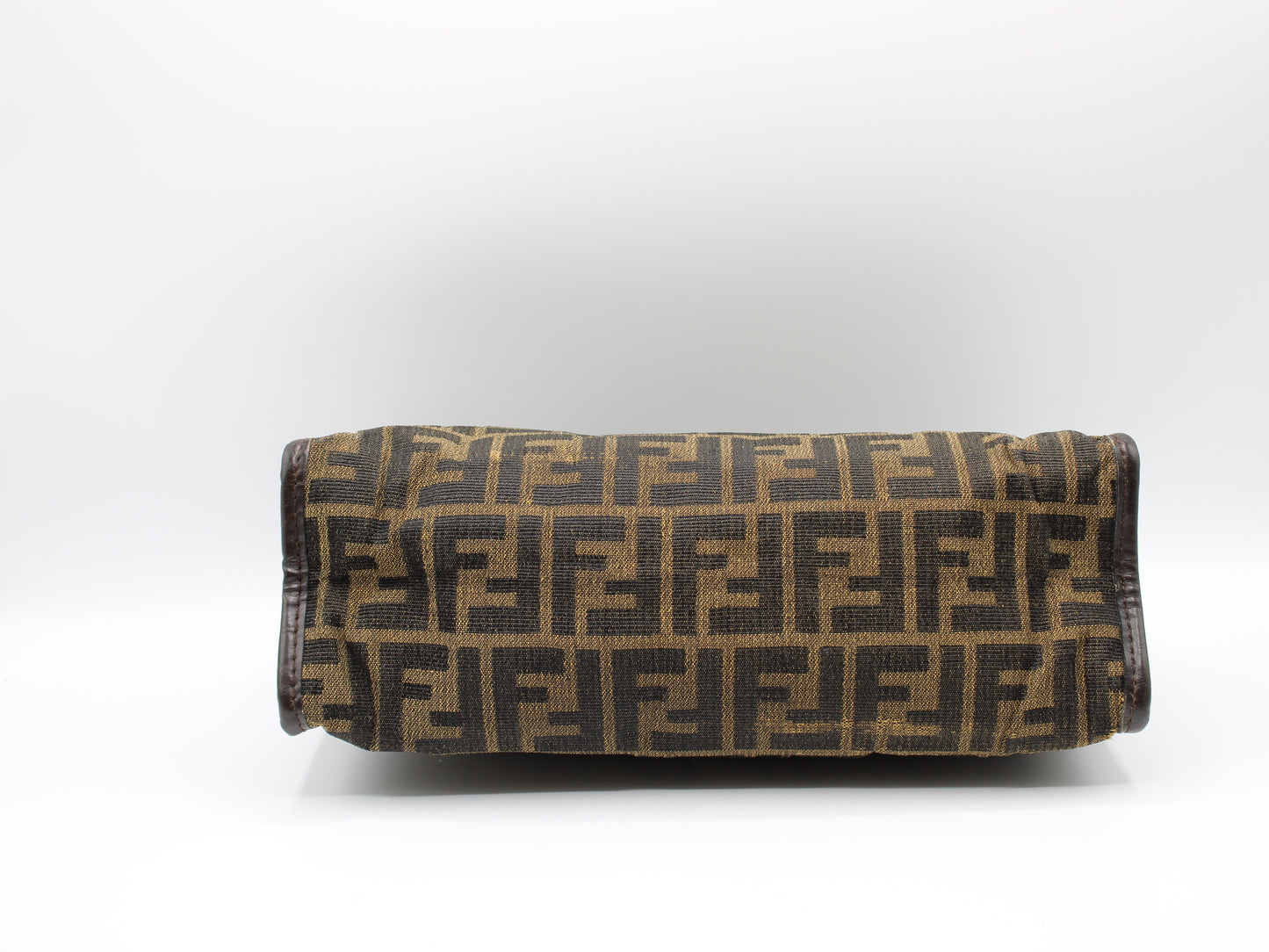 Fendi Zucca Brown FF Canvas with Leather Clutch Bag Vintage
