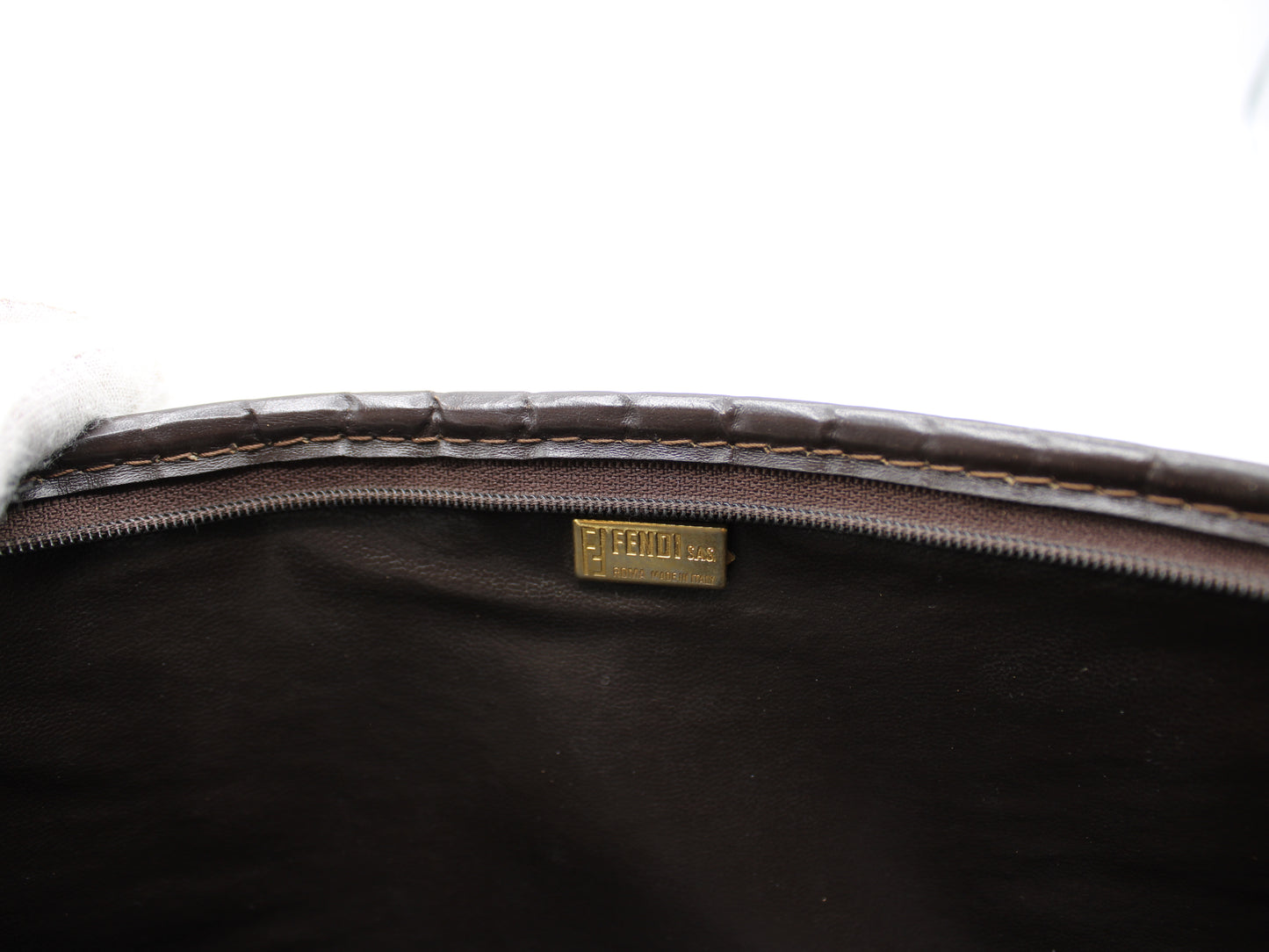 Fendi Zucca Brown FF Canvas with Leather Clutch Bag Vintage