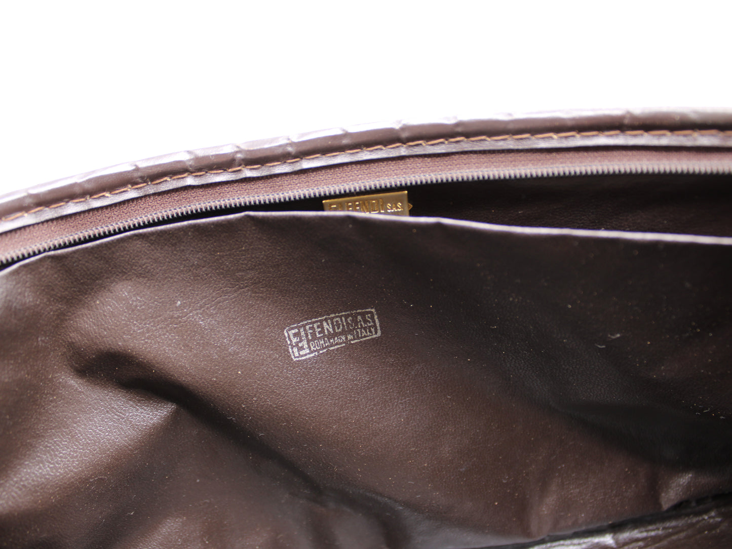 Fendi Zucca Brown FF Canvas with Leather Clutch Bag Vintage
