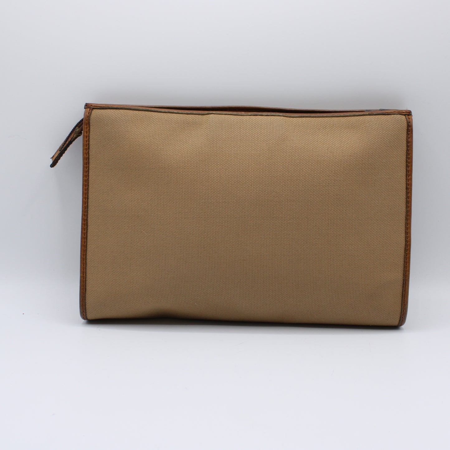 Yves Saint Laurent Clutch Sand YSL Canvas Havana Leather Vintage