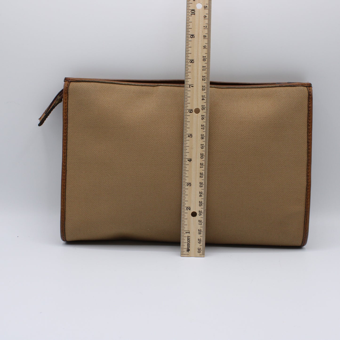 Yves Saint Laurent Clutch Sand YSL Canvas Havana Leather Vintage