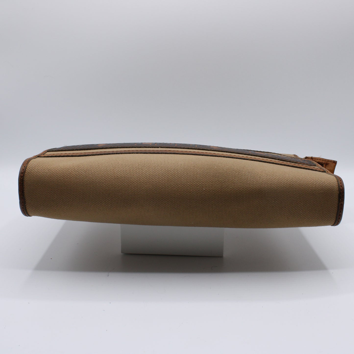 Yves Saint Laurent Clutch Sand YSL Canvas Havana Leather Vintage