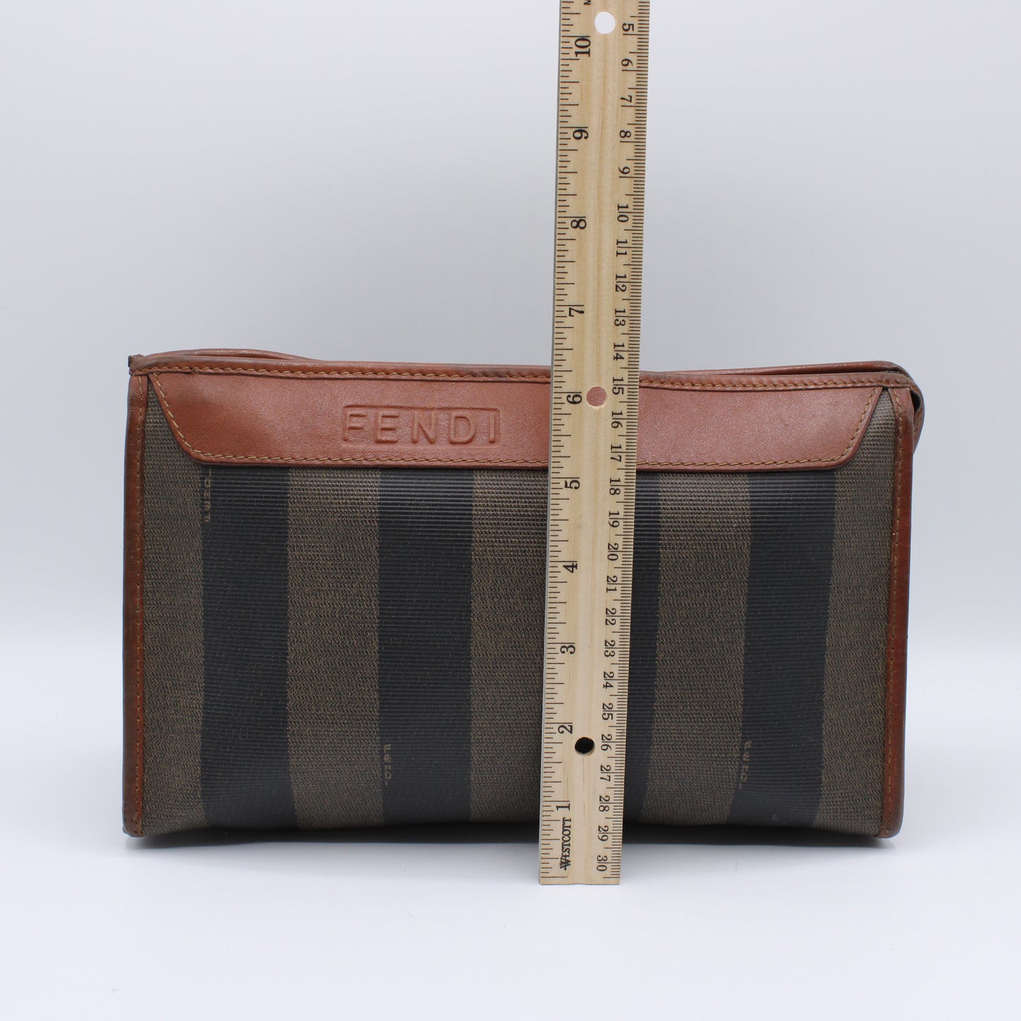 Fendi Pequin in Coated Canvas Small Pouch Clutch Vintage