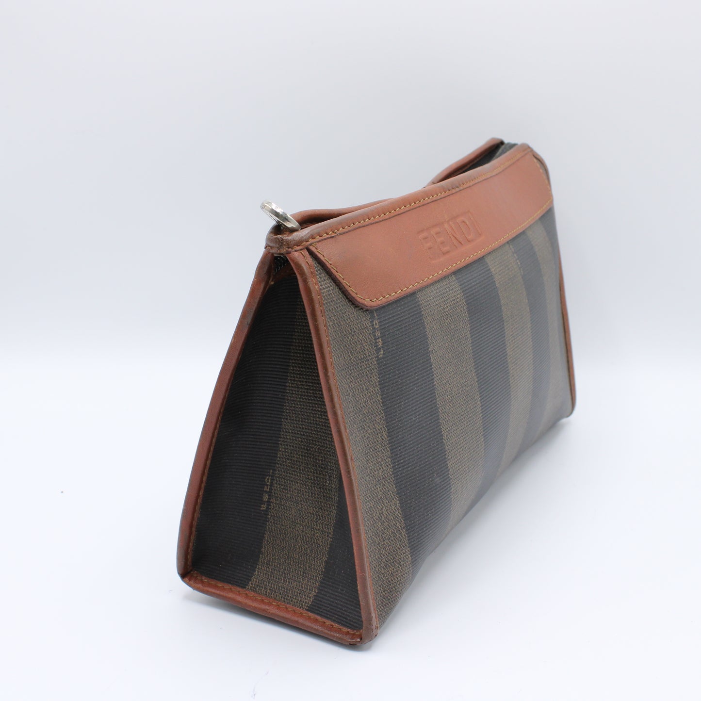 Fendi Pequin in Coated Canvas Small Pouch Clutch Vintage
