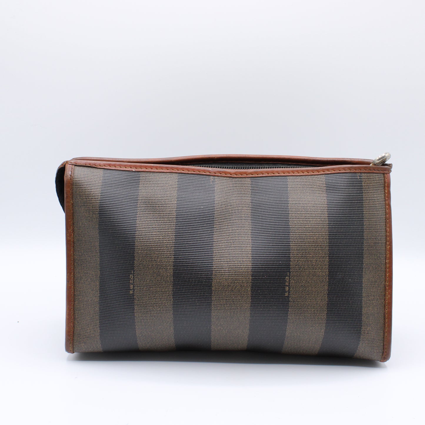 Fendi Pequin in Coated Canvas Small Pouch Clutch Vintage