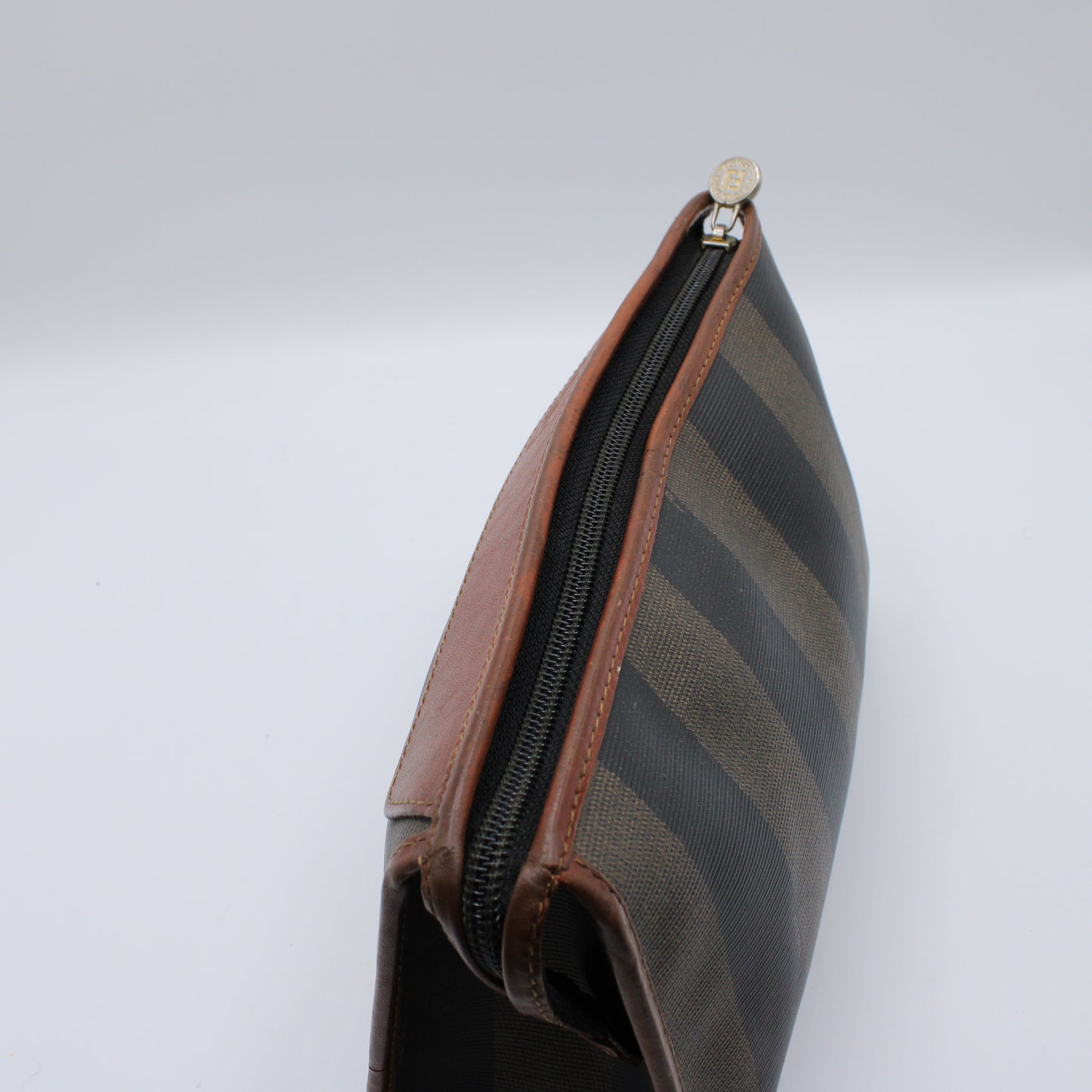 Fendi Pequin in Coated Canvas Small Pouch Clutch Vintage