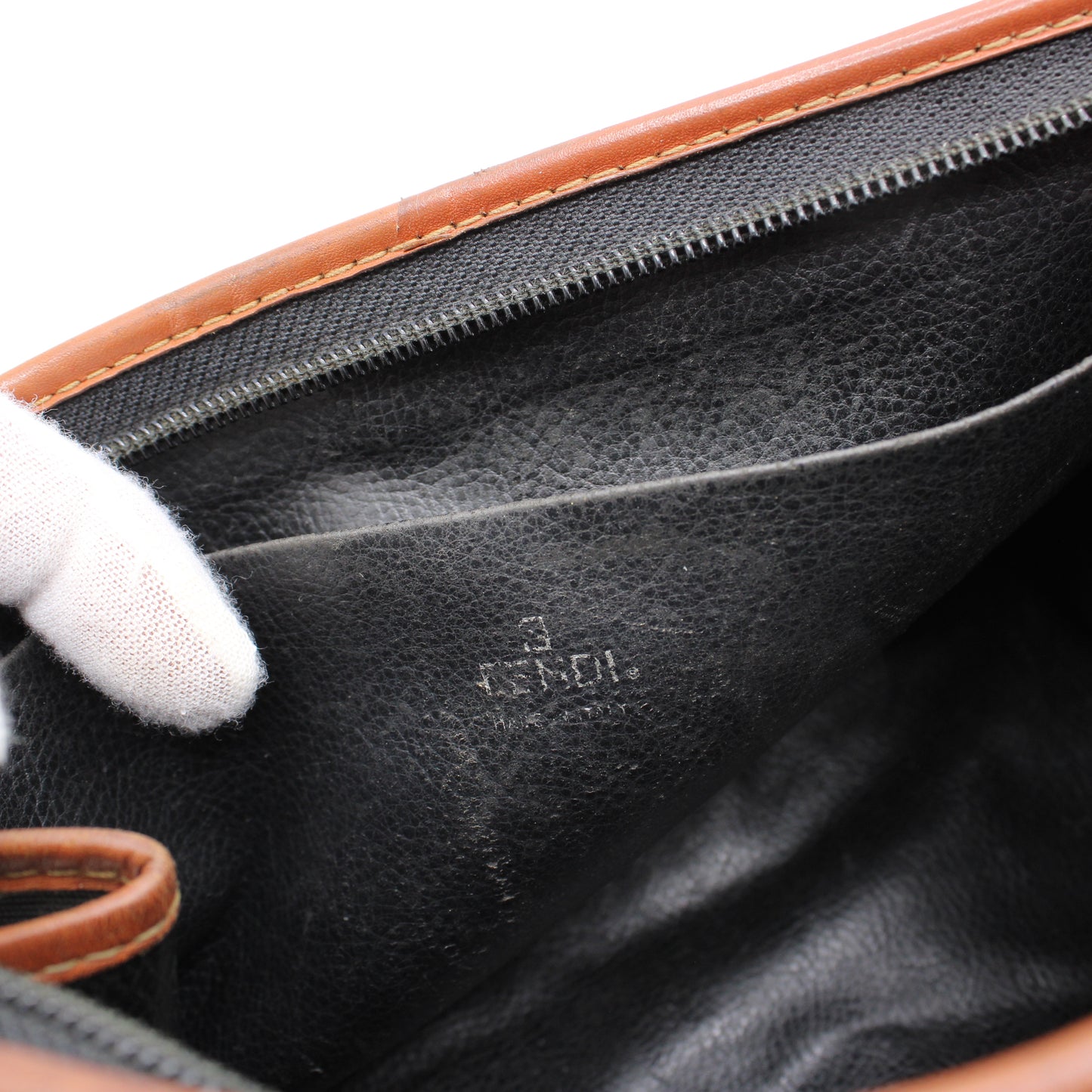 Fendi Pequin in Coated Canvas Small Pouch Clutch Vintage