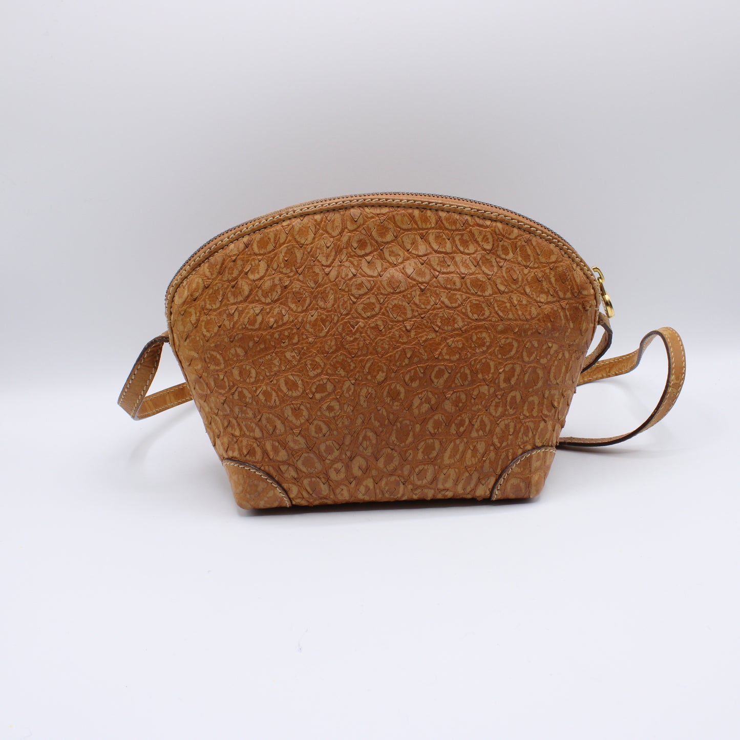 Fendi Perforated Leather Crossbody Vibrant Orange Hue Bag Vintage