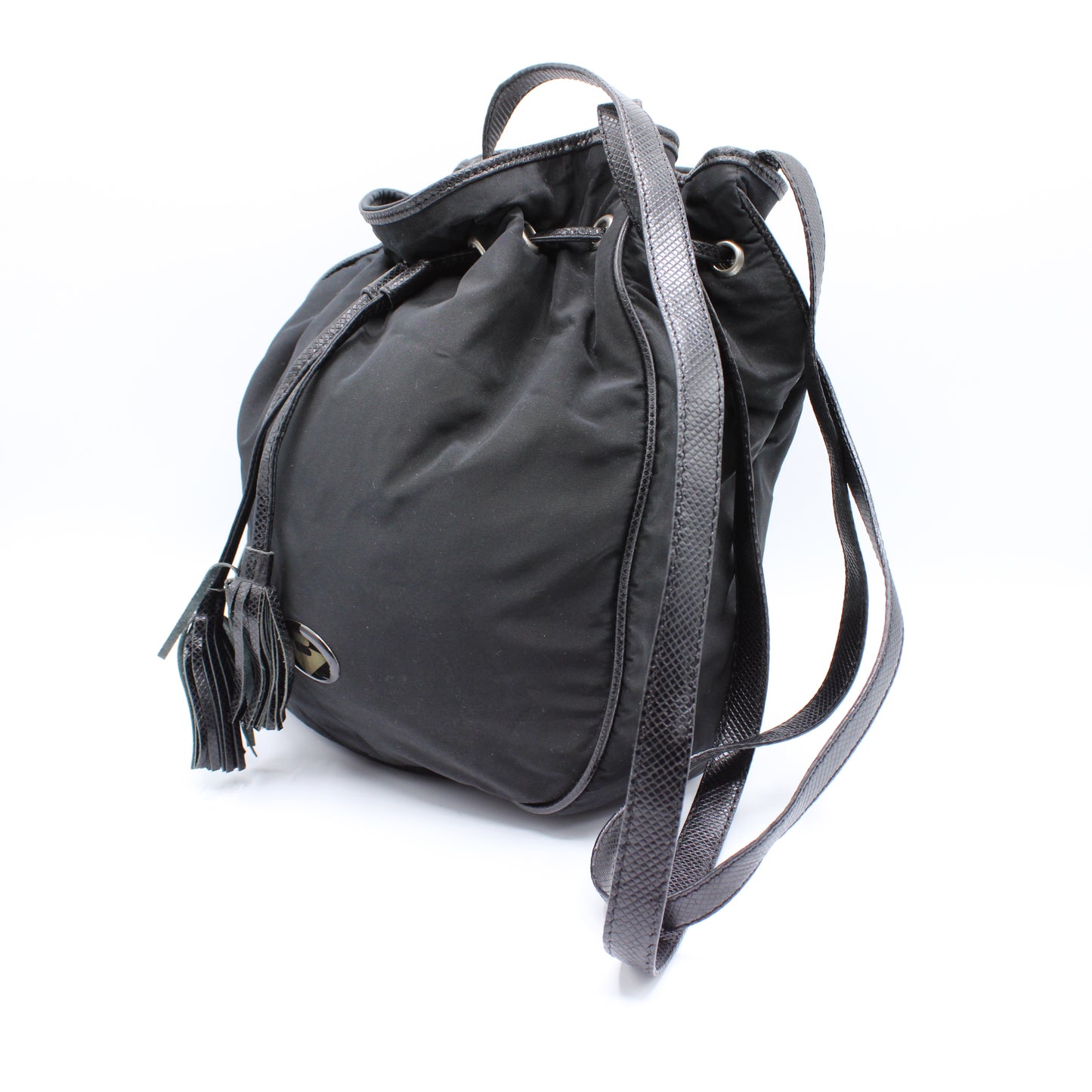 Bottega Veneta Black Leather Drawstring Tote Bag