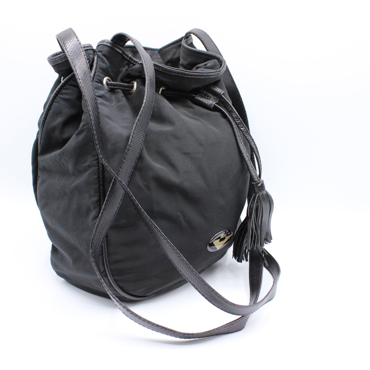 Bottega Veneta Black Leather Drawstring Tote Bag