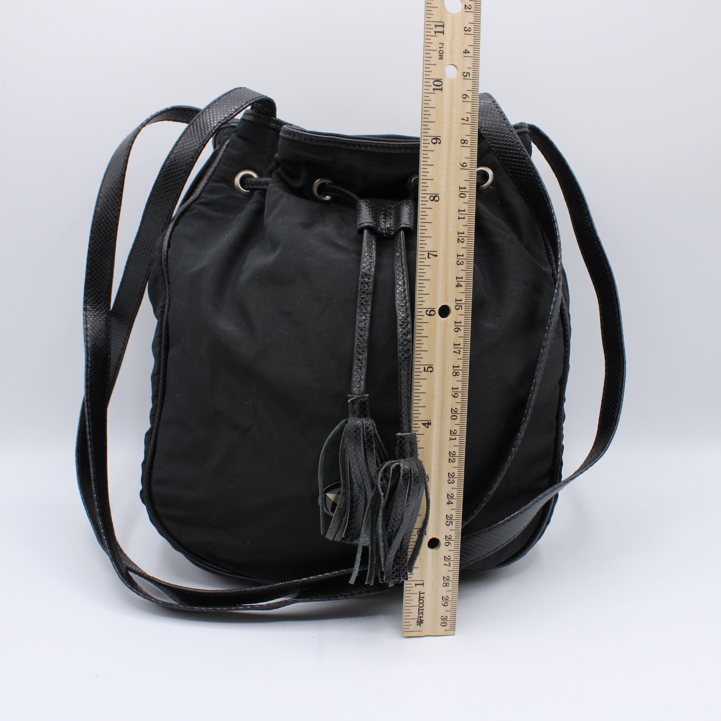 Bottega Veneta Black Leather Drawstring Tote Bag