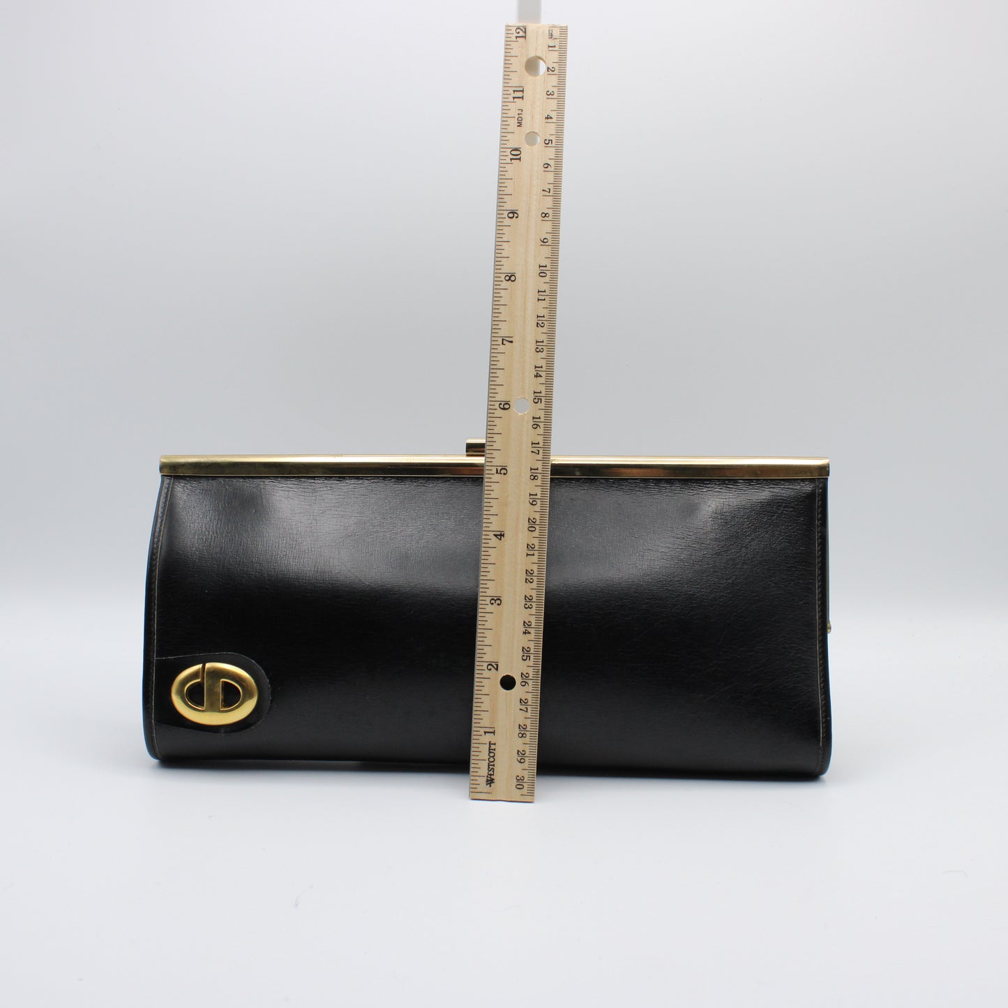 Christian Dior Black Leather Frame Clutch Vintage
