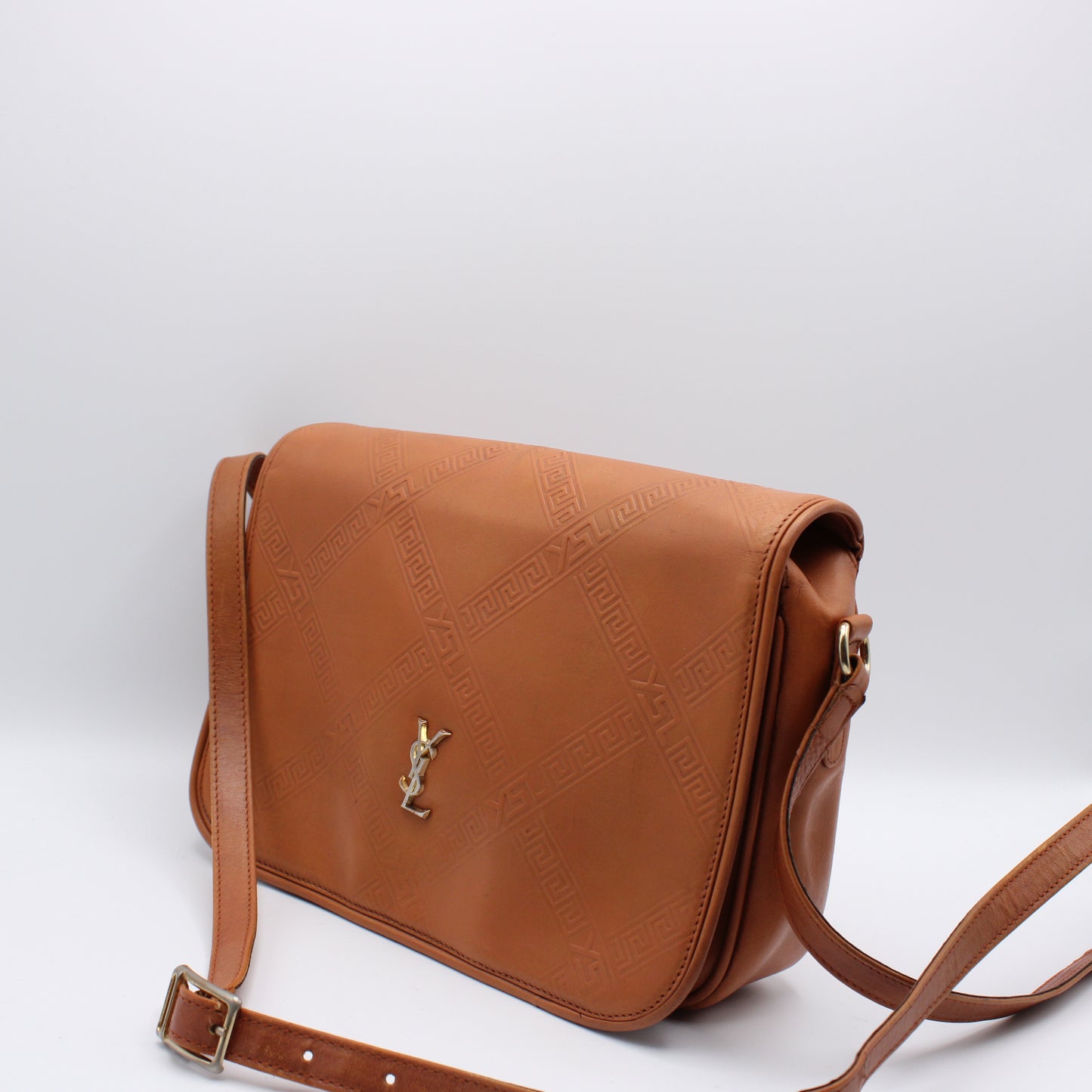 Yves Saint Laurent Orange YSL Embroidery Leather Crossbody Bag Vintage