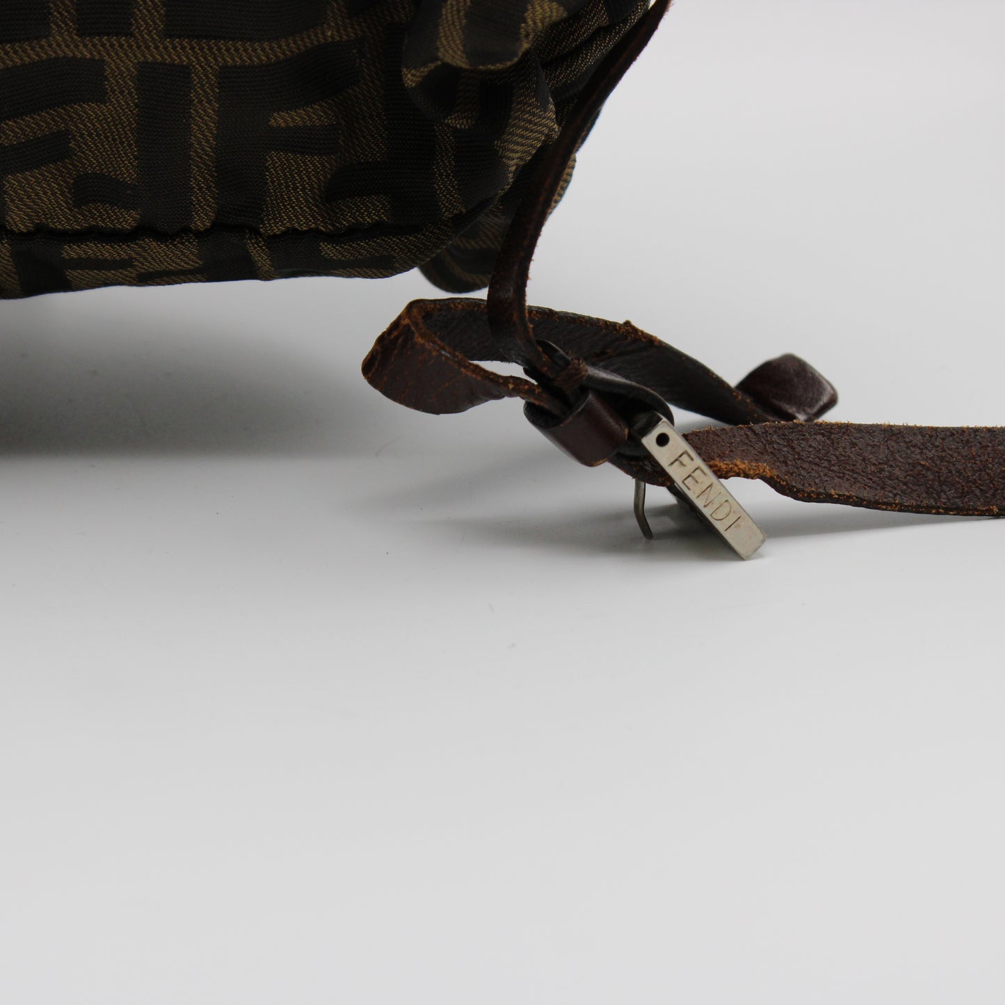 Fendi Zucca Pattern Brown Leather Canvas Backpack
