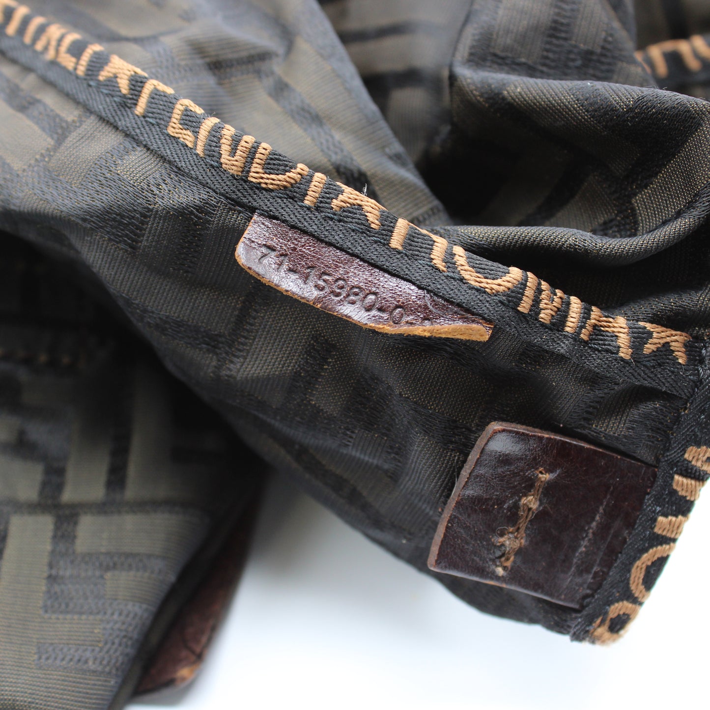 Fendi Zucca Pattern Brown Leather Canvas Backpack