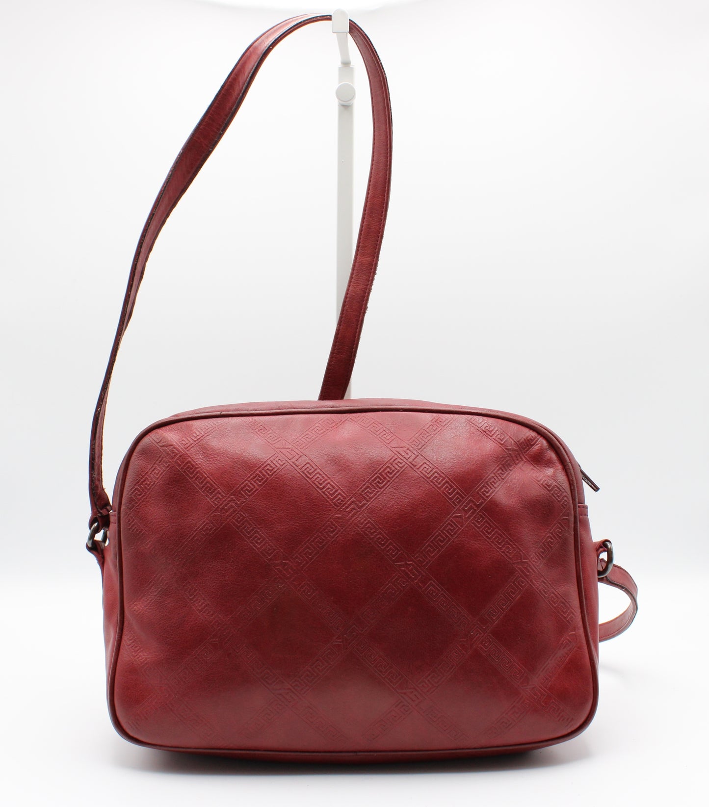 Yves Saint Laurent Chyc Red Embossed Leather Crossbody Bag Vintage