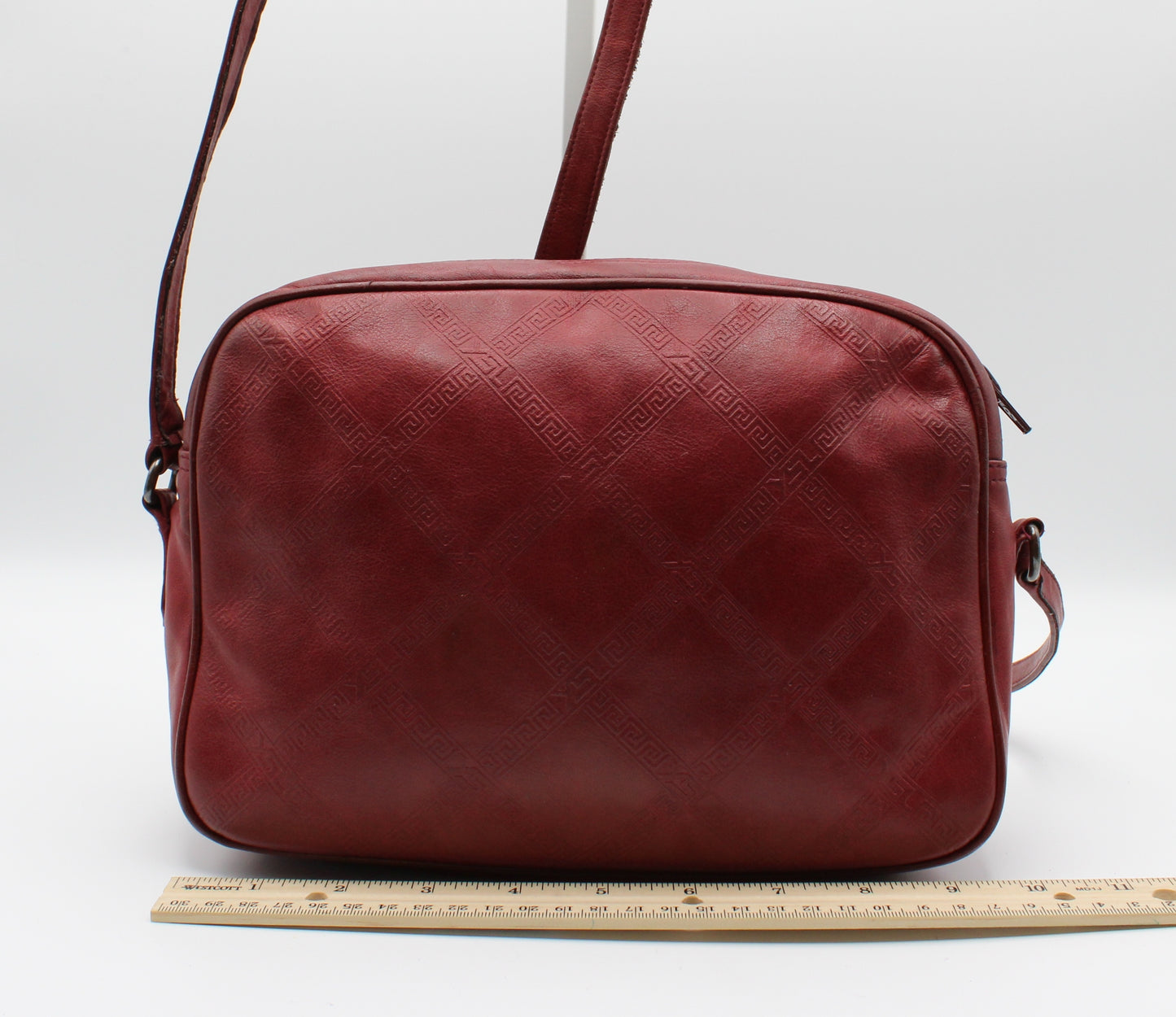 Yves Saint Laurent Chyc Red Embossed Leather Crossbody Bag Vintage