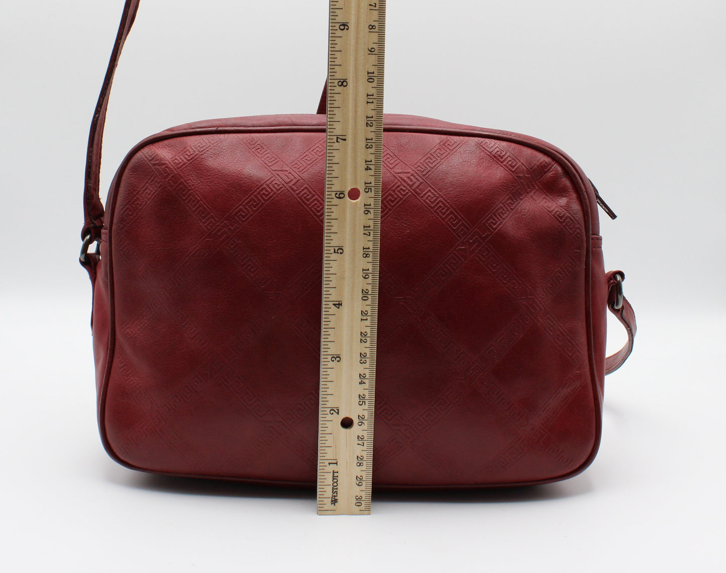 Yves Saint Laurent Chyc Red Embossed Leather Crossbody Bag Vintage