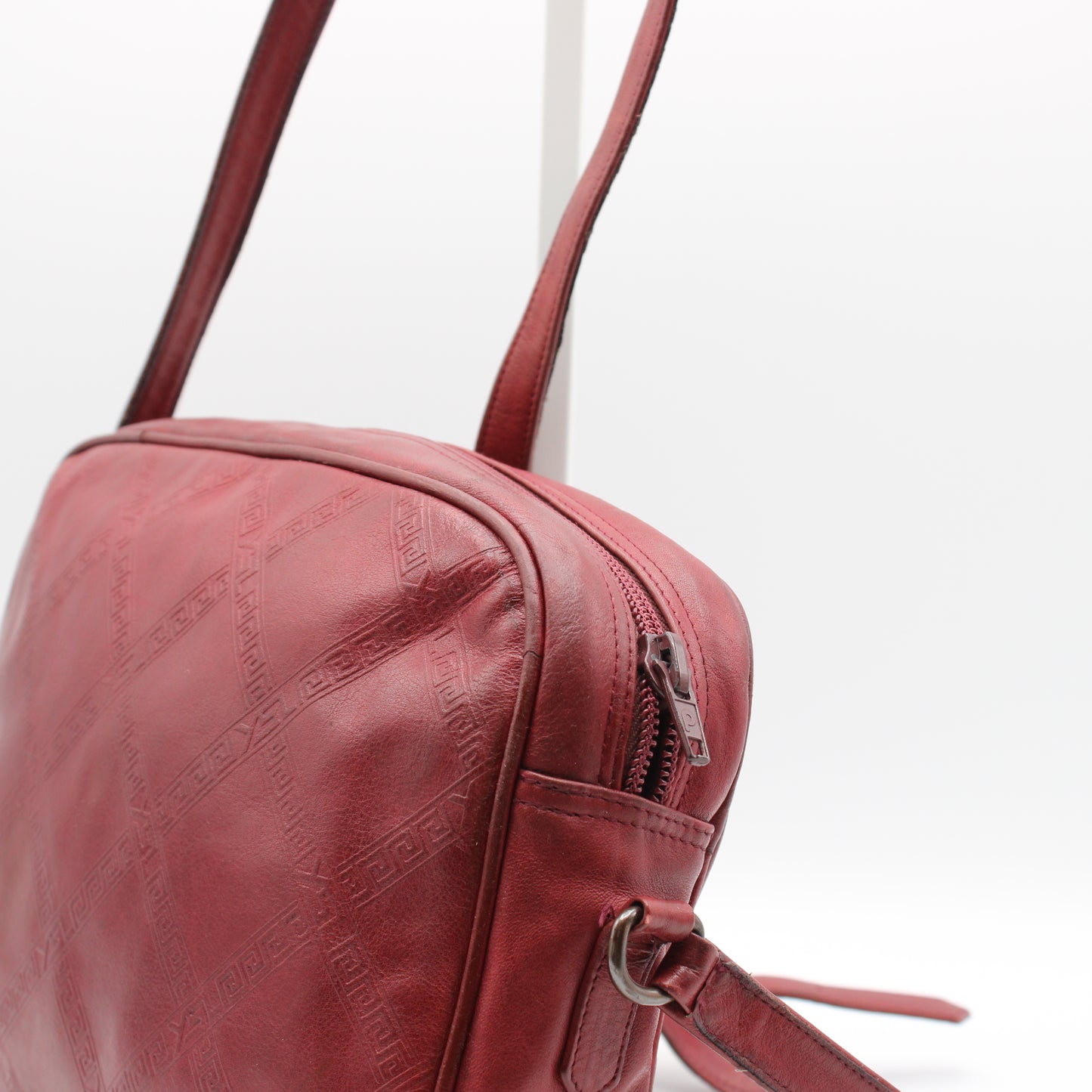 Yves Saint Laurent Chyc Red Embossed Leather Crossbody Bag Vintage