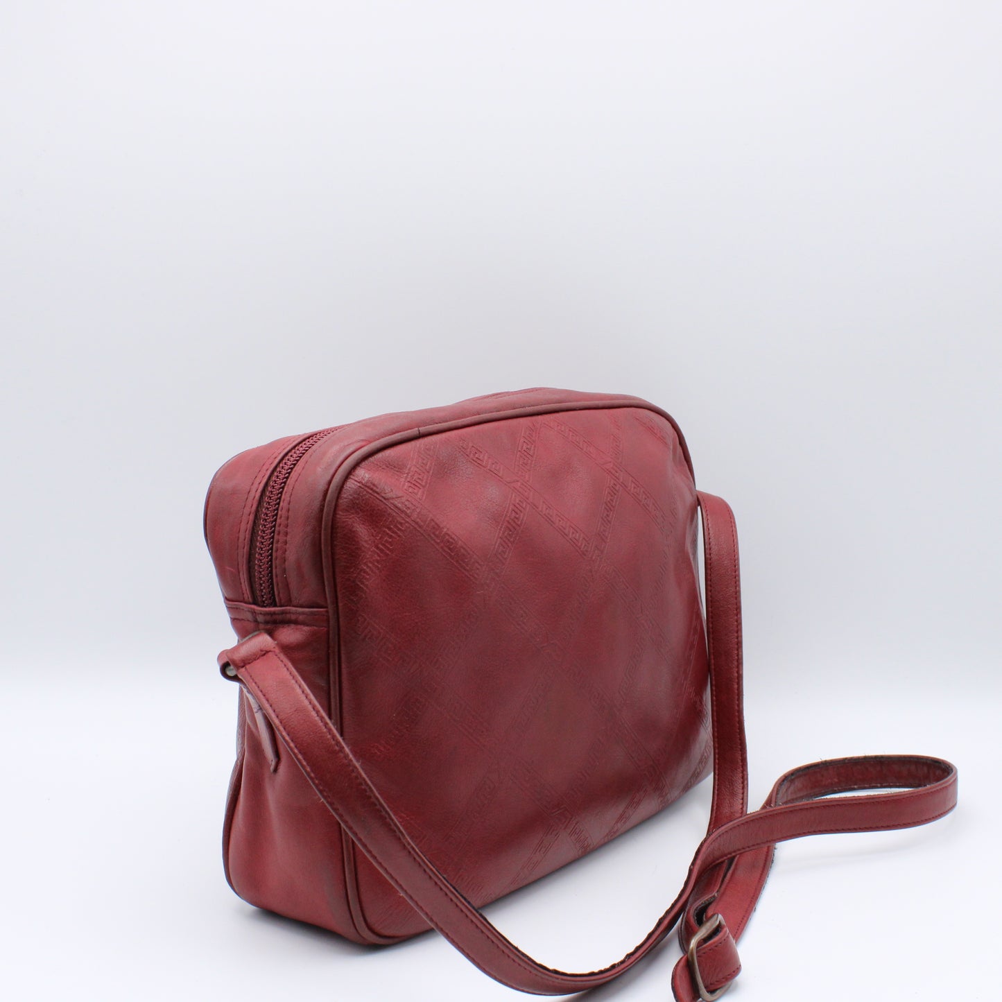 Yves Saint Laurent Chyc Red Embossed Leather Crossbody Bag Vintage
