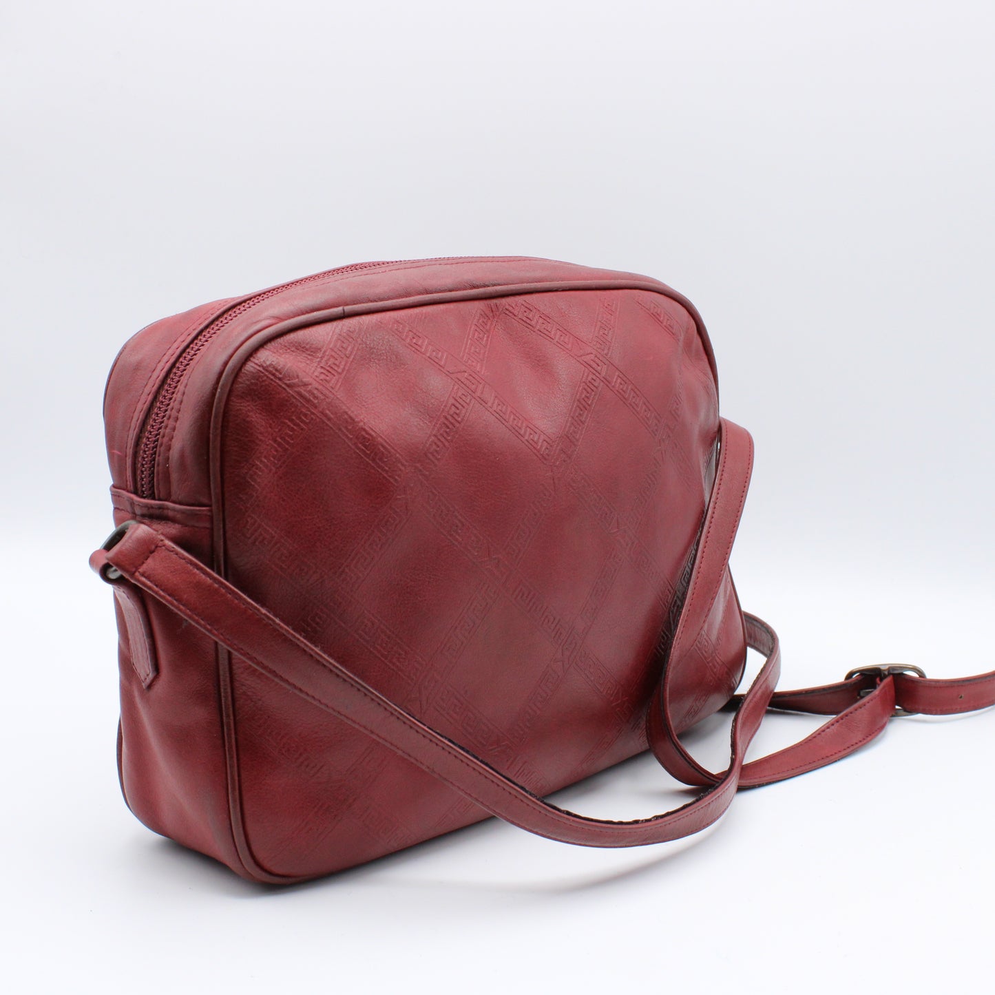 Yves Saint Laurent Chyc Red Embossed Leather Crossbody Bag Vintage