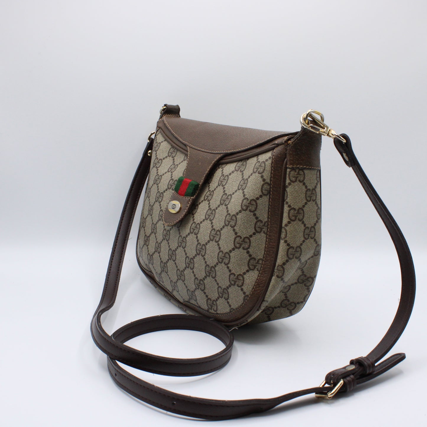 Gucci Supreme Ophidia Crossbody Flap Over Brown Bag Vintage