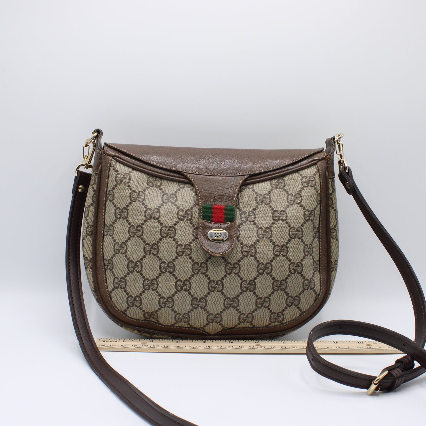 Gucci Supreme Ophidia Crossbody Flap Over Brown Bag Vintage