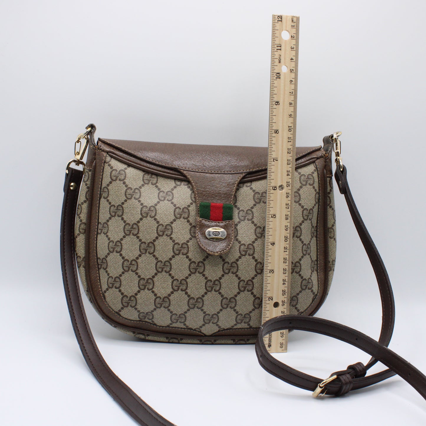 Gucci Supreme Ophidia Crossbody Flap Over Brown Bag Vintage