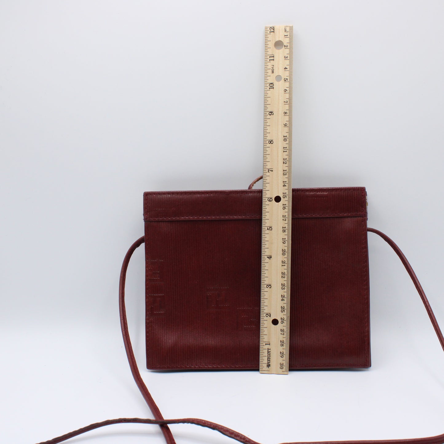 Fendi Frame Crossbody Burgundy FF Leather Bag Vintage