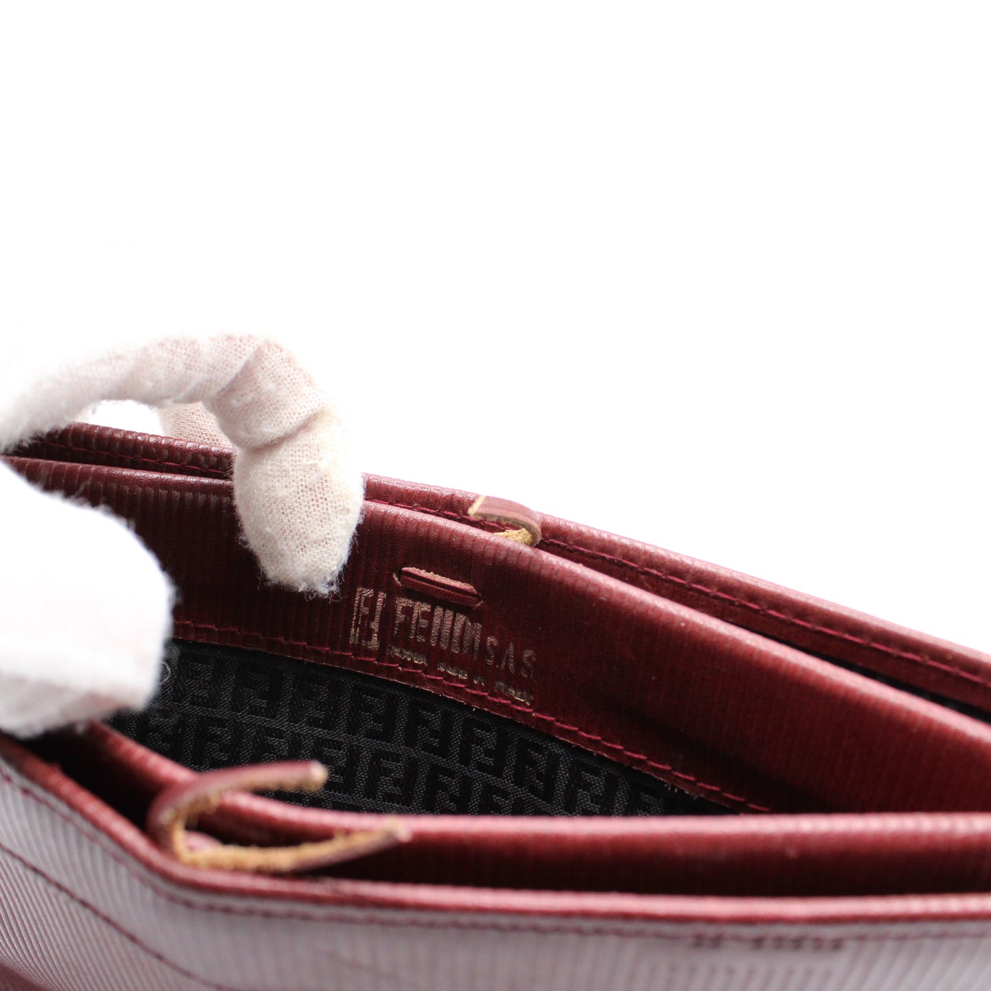 Fendi Frame Crossbody Burgundy FF Leather Bag Vintage
